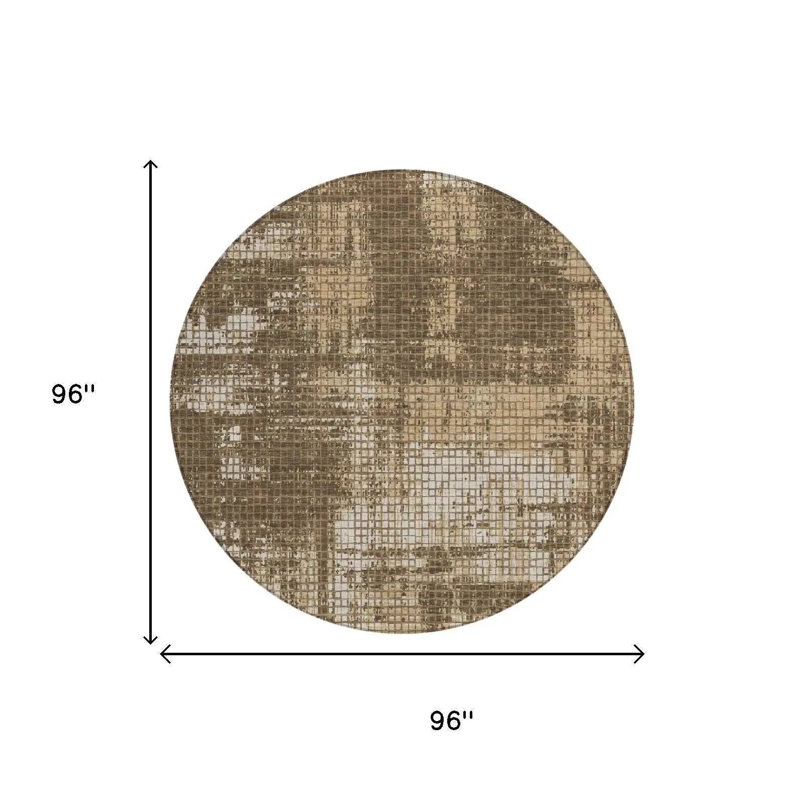 8' Brown And Beige Round Abstract Washable Indoor Outdoor Area Rug Homeroots Outdoor