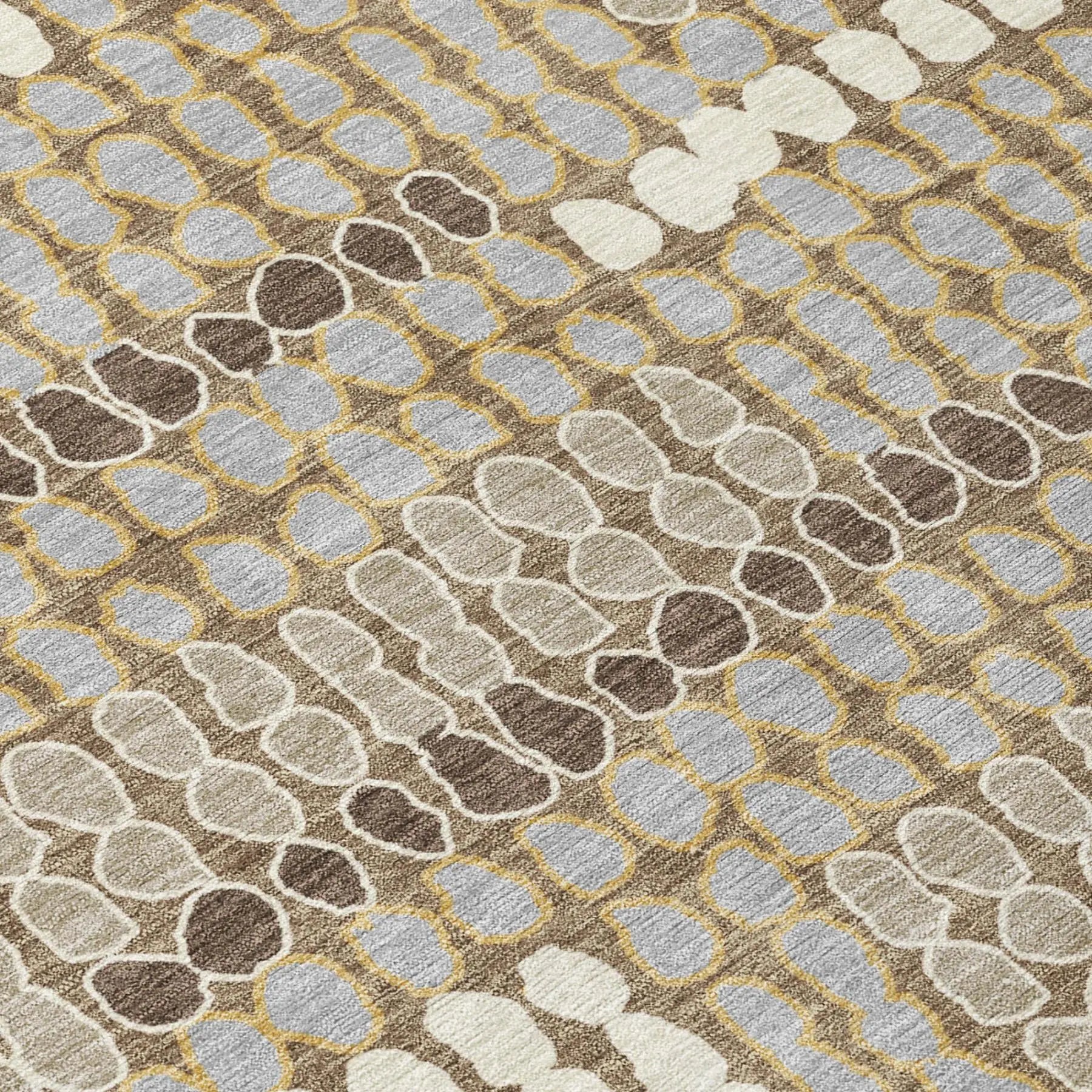 8' Brown And Beige Round Geometric Washable Indoor Outdoor Area Rug Homeroots Outdoor