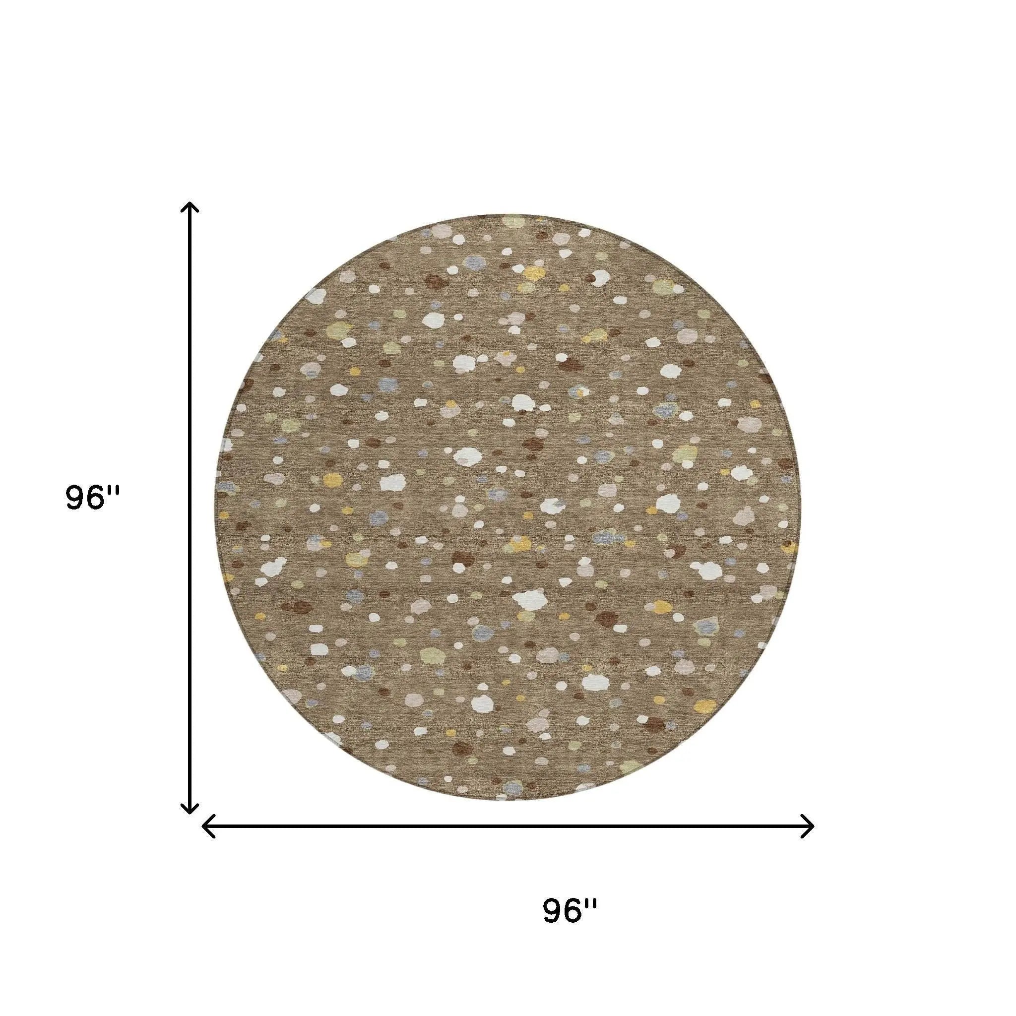 8' Brown And Beige Round Geometric Washable Indoor Outdoor Area Rug Homeroots Outdoor