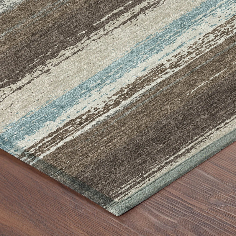 8' Brown And Beige Round Striped Washable Indoor Outdoor Area Rug Homeroots Outdoor