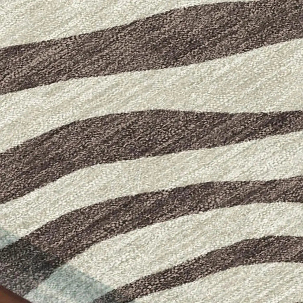 8' Brown And Beige Round Zebra Print Washable Indoor Outdoor Area Rug Homeroots Outdoor