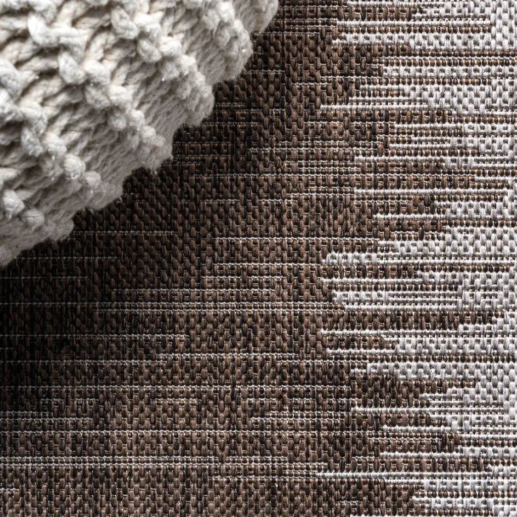 8' Brown And Beige Striped Indoor Outdoor Runner Rug Homeroots Outdoor