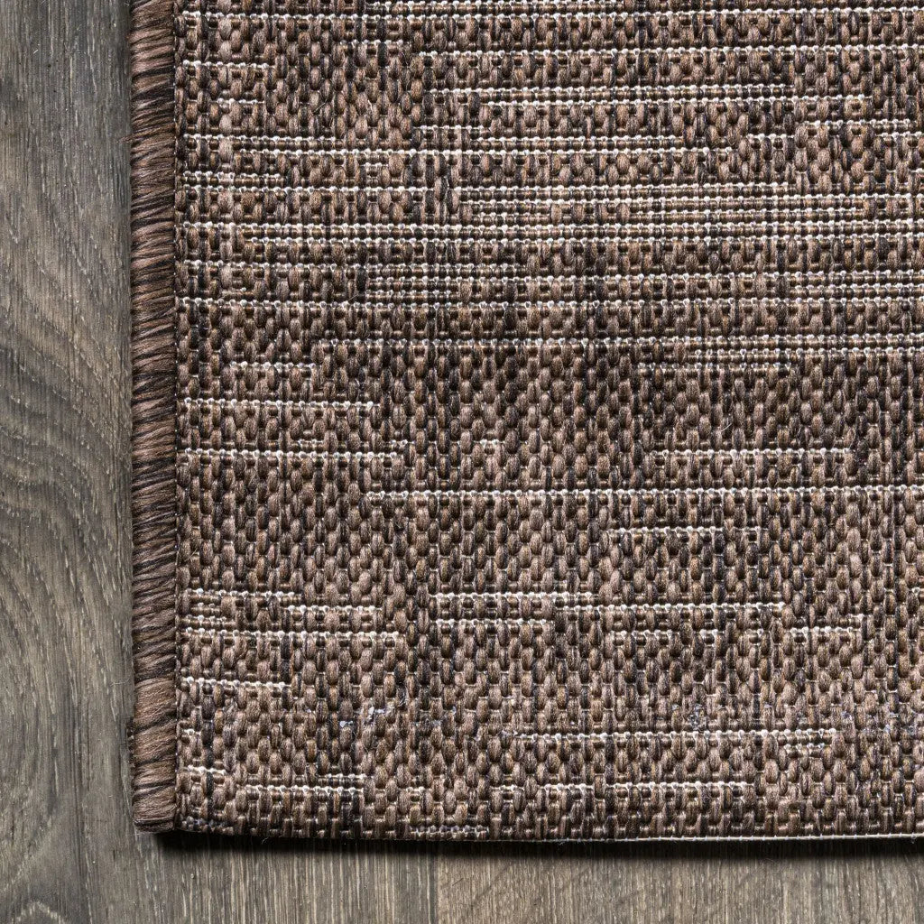 8' Brown And Beige Striped Indoor Outdoor Runner Rug Homeroots Outdoor