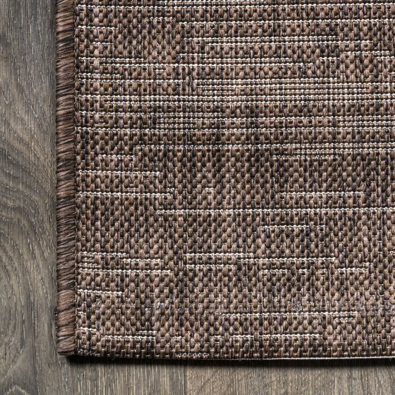 8' Brown And Beige Striped Indoor Outdoor Runner Rug Homeroots Outdoor
