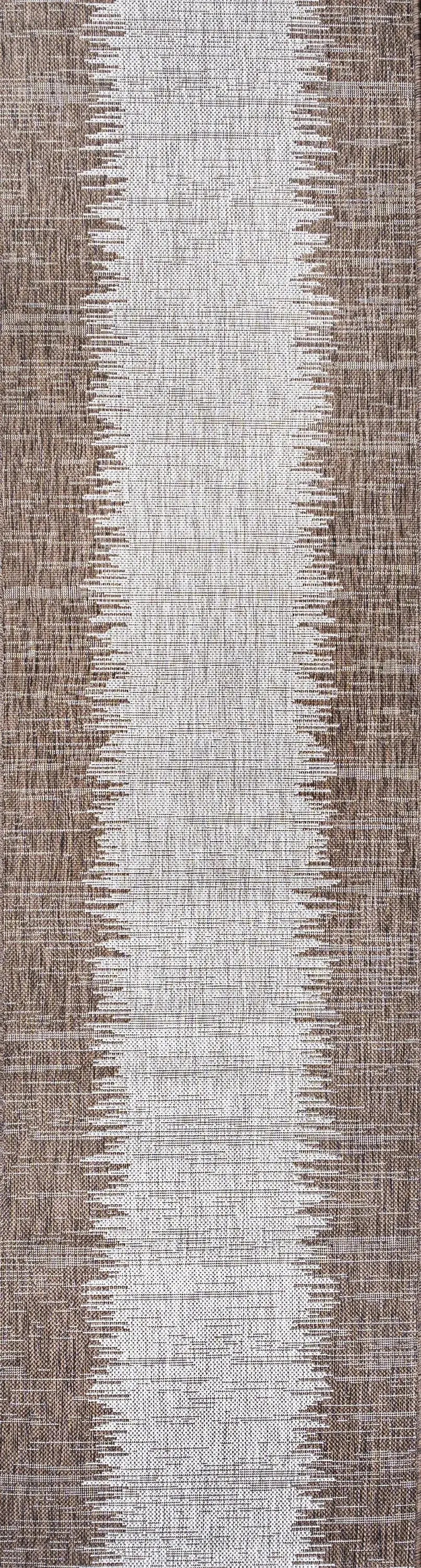 8' Brown And Beige Striped Indoor Outdoor Runner Rug Homeroots Outdoor