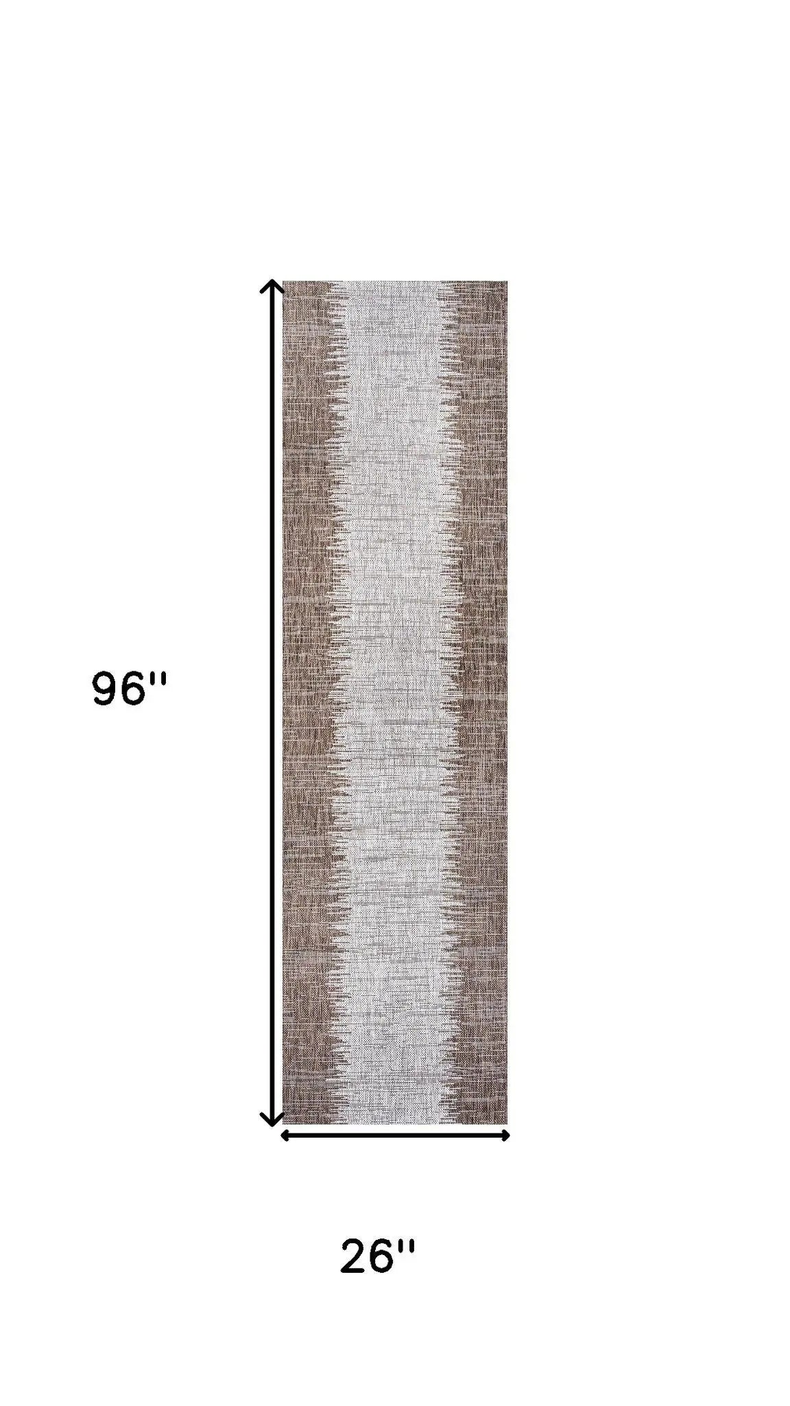 8' Brown And Beige Striped Indoor Outdoor Runner Rug Homeroots Outdoor