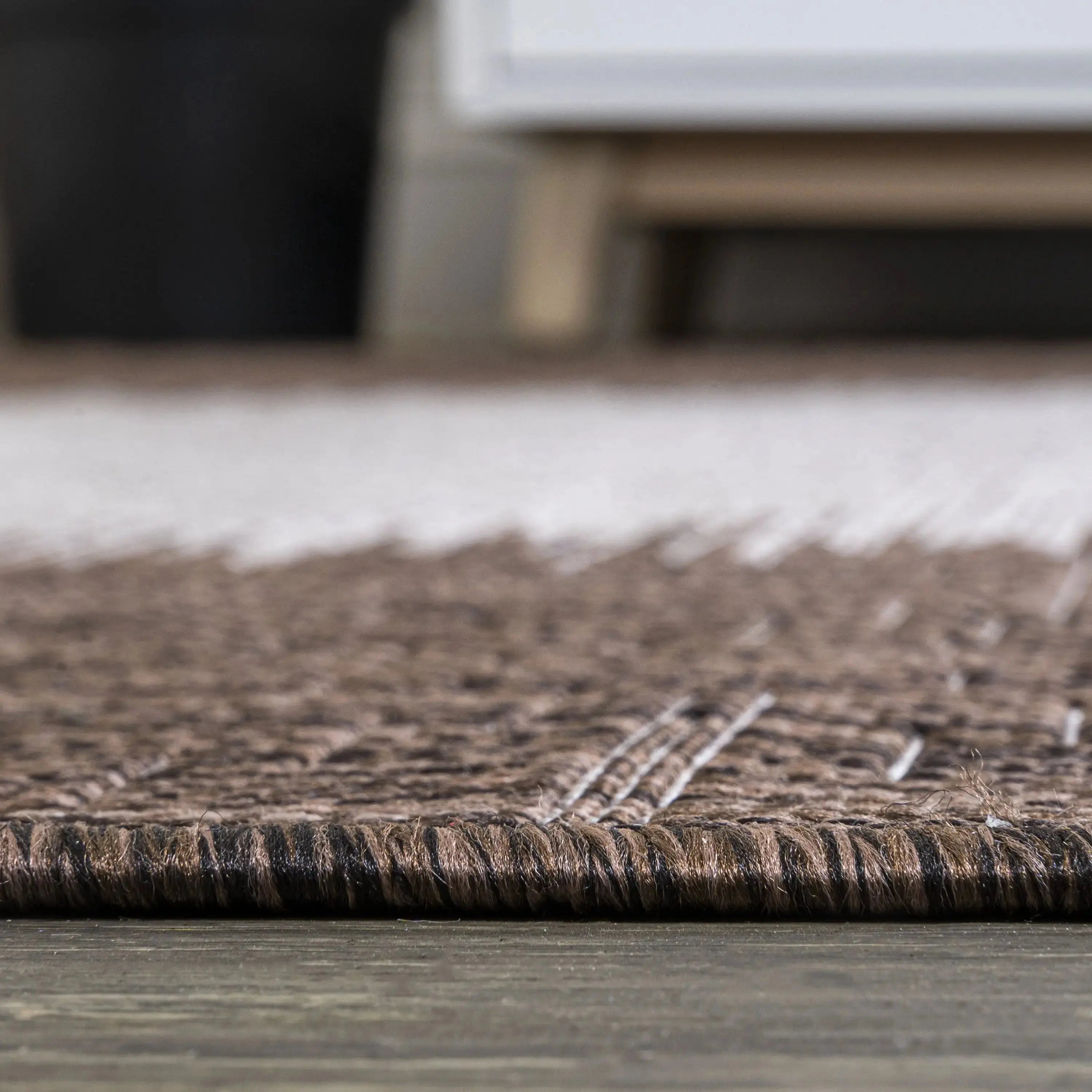 8' Brown And Beige Striped Indoor Outdoor Runner Rug Homeroots Outdoor