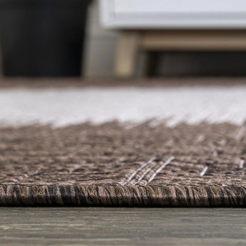 8' Brown And Beige Striped Indoor Outdoor Runner Rug Homeroots Outdoor