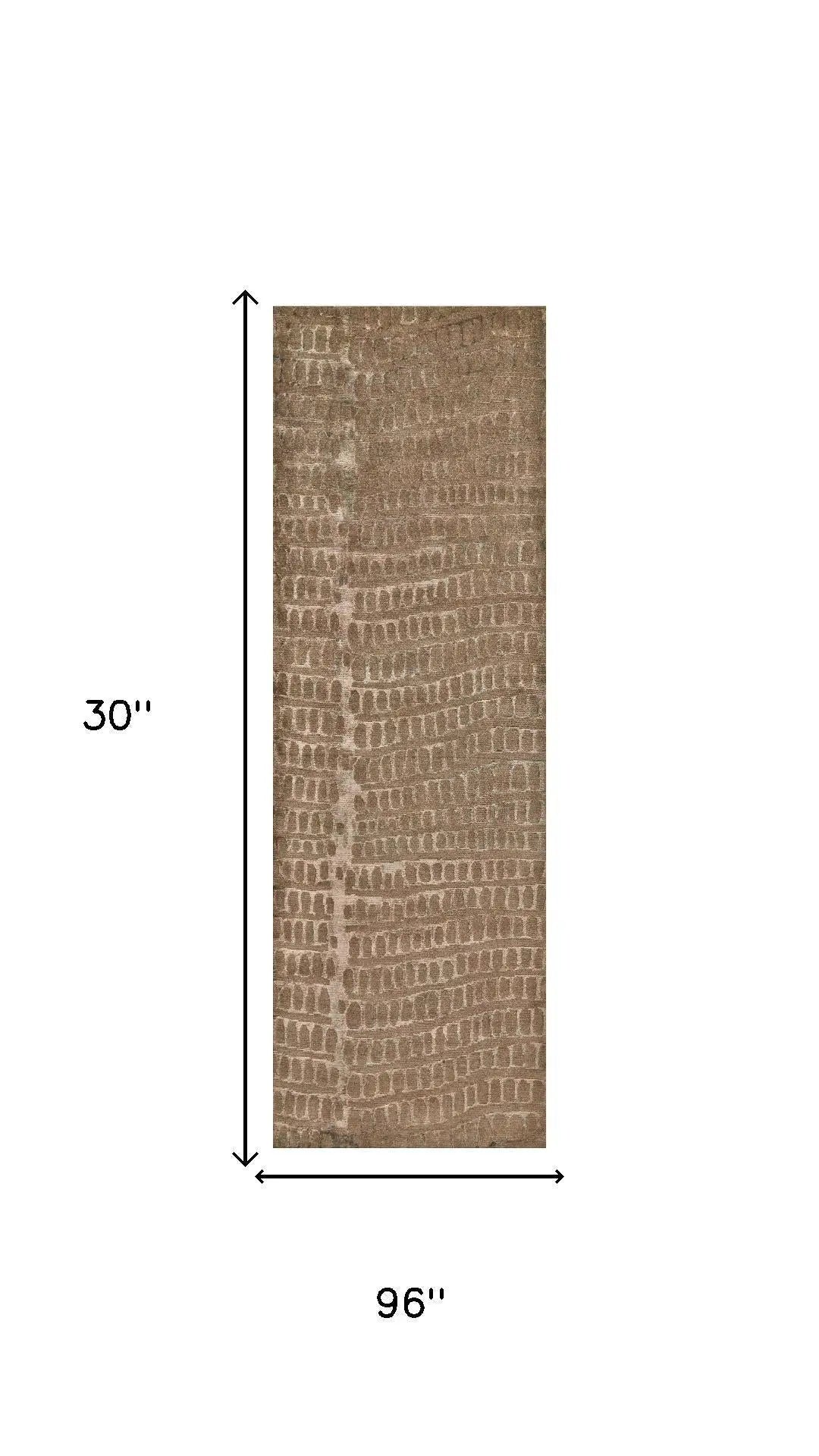 8' Brown And Black Abstract Hand Knotted Area Rug Homeroots Home Decor