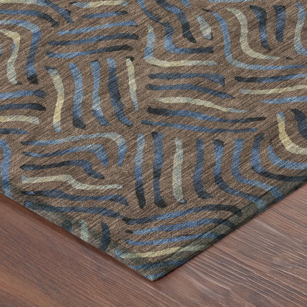 8' Brown And Black Round Abstract Washable Indoor Outdoor Area Rug Homeroots Outdoor