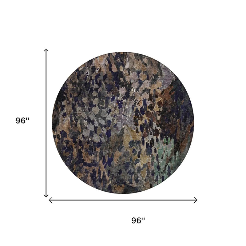 8' Brown And Black Round Abstract Washable Indoor Outdoor Area Rug Homeroots Outdoor