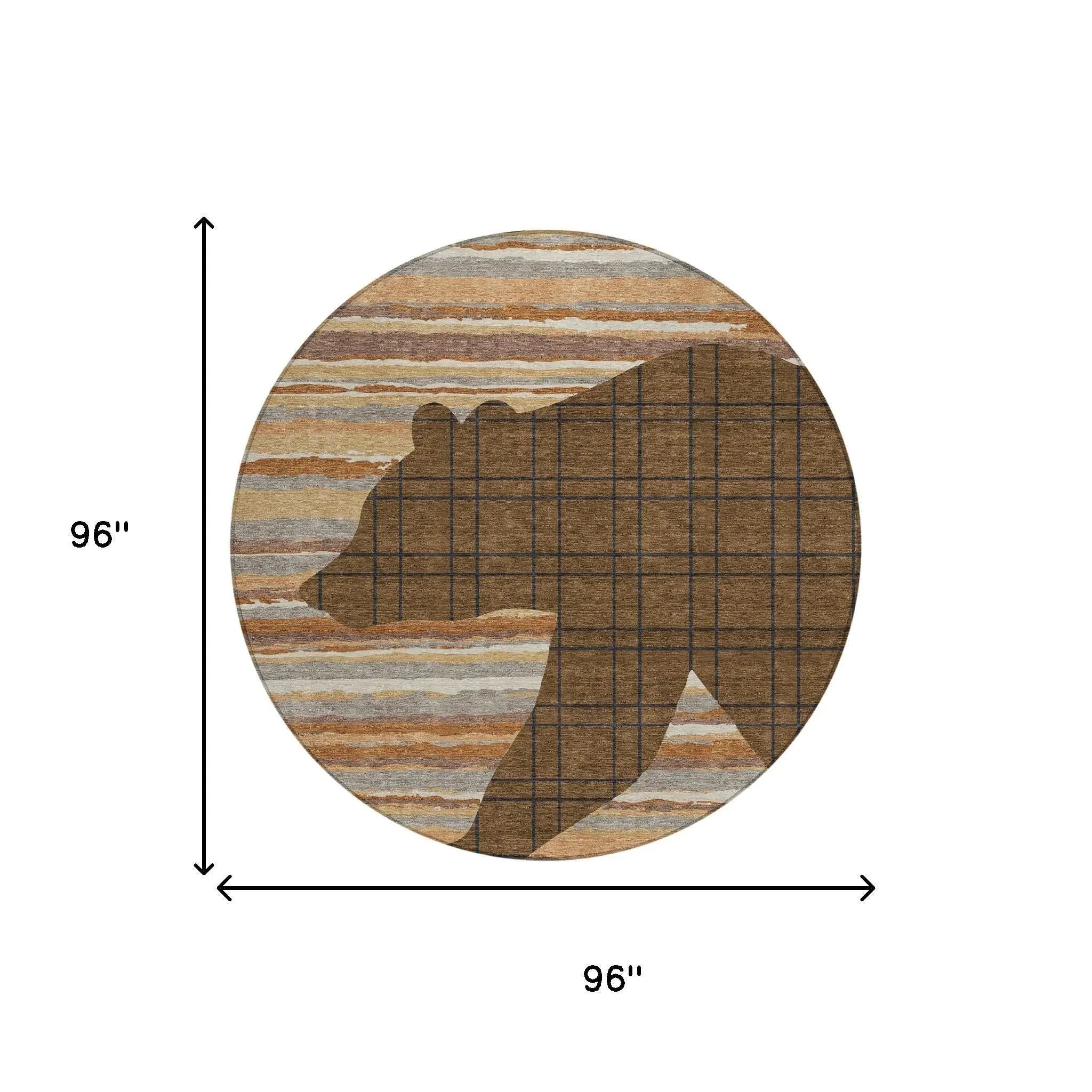 8' Brown And Black Round Abstract Washable Indoor Outdoor Area Rug Homeroots Outdoor