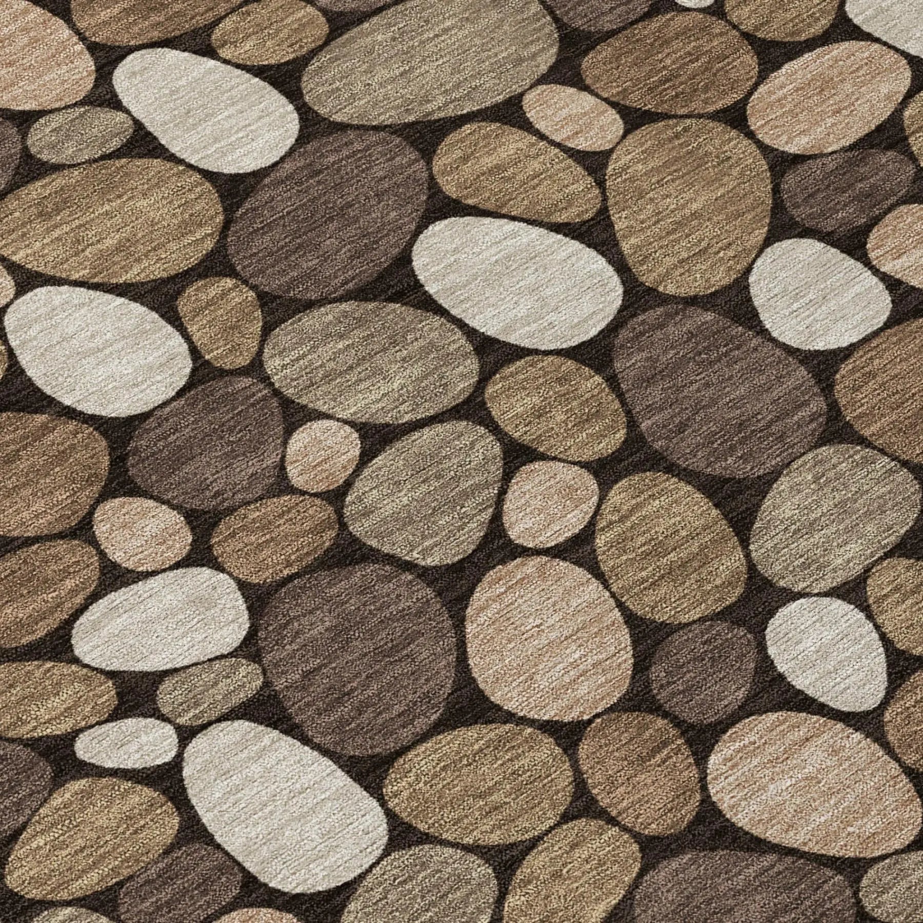 8' Brown And Chocolate Round Geometric Washable Indoor Outdoor Area Rug Homeroots Outdoor