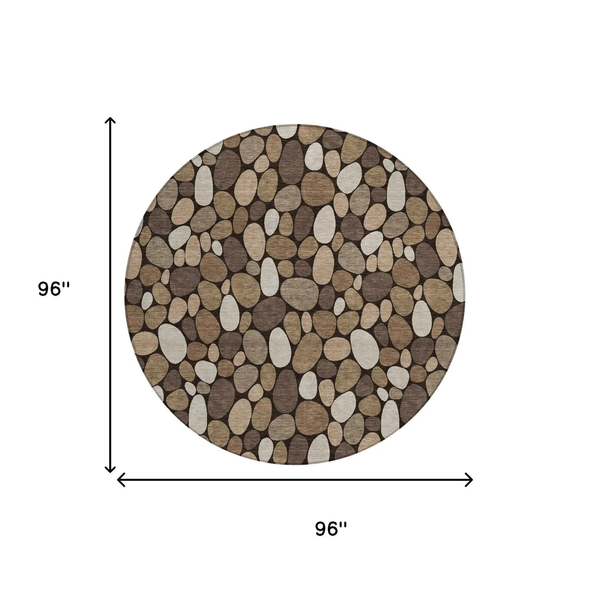 8' Brown And Chocolate Round Geometric Washable Indoor Outdoor Area Rug Homeroots Outdoor