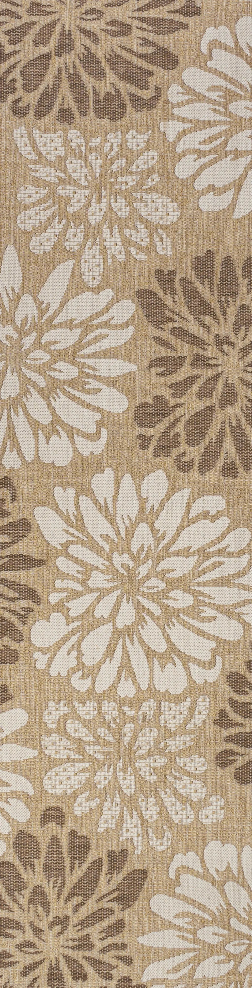 8' Brown And Cream Floral Indoor Outdoor Runner Rug Homeroots Outdoor