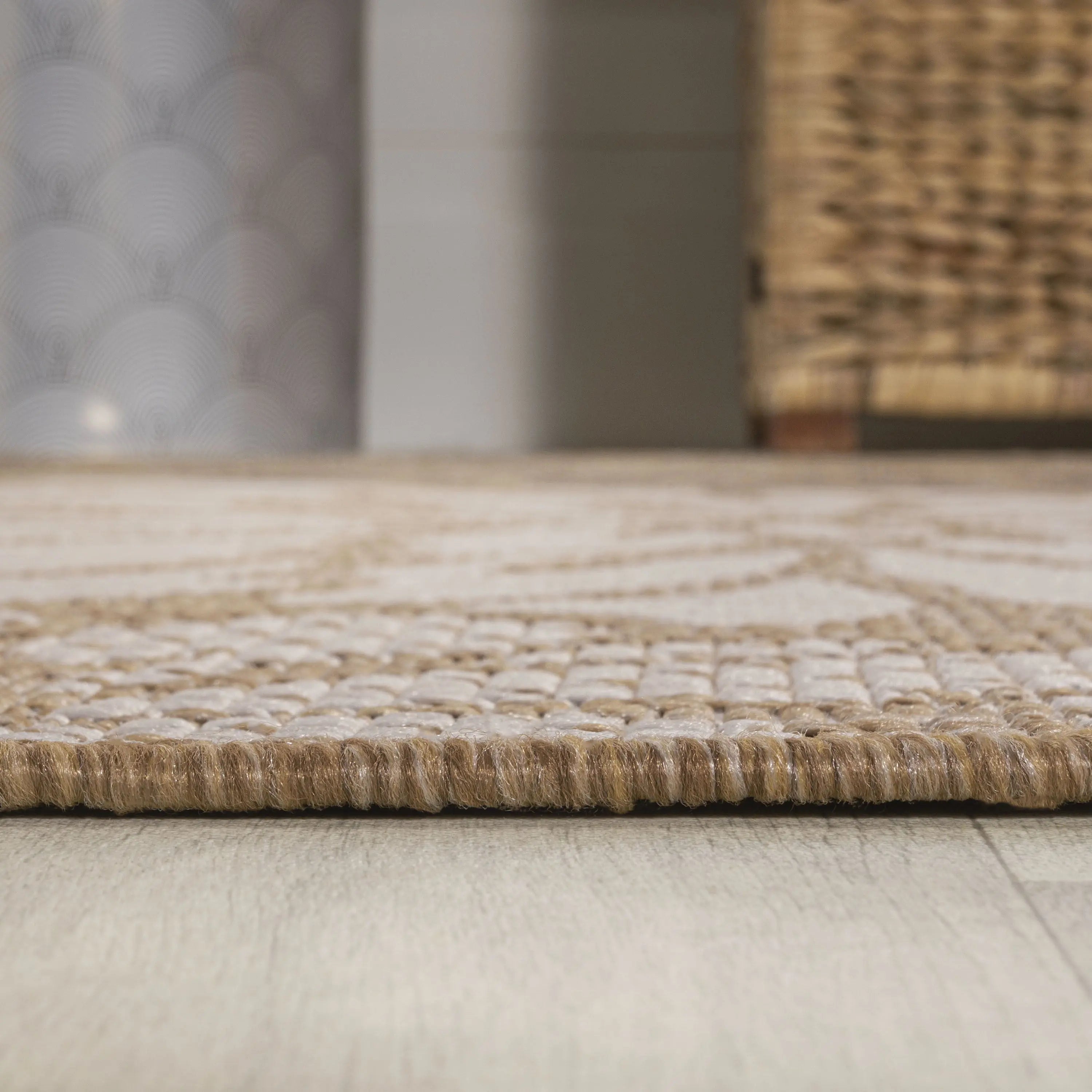 8' Brown And Cream Floral Indoor Outdoor Runner Rug Homeroots Outdoor