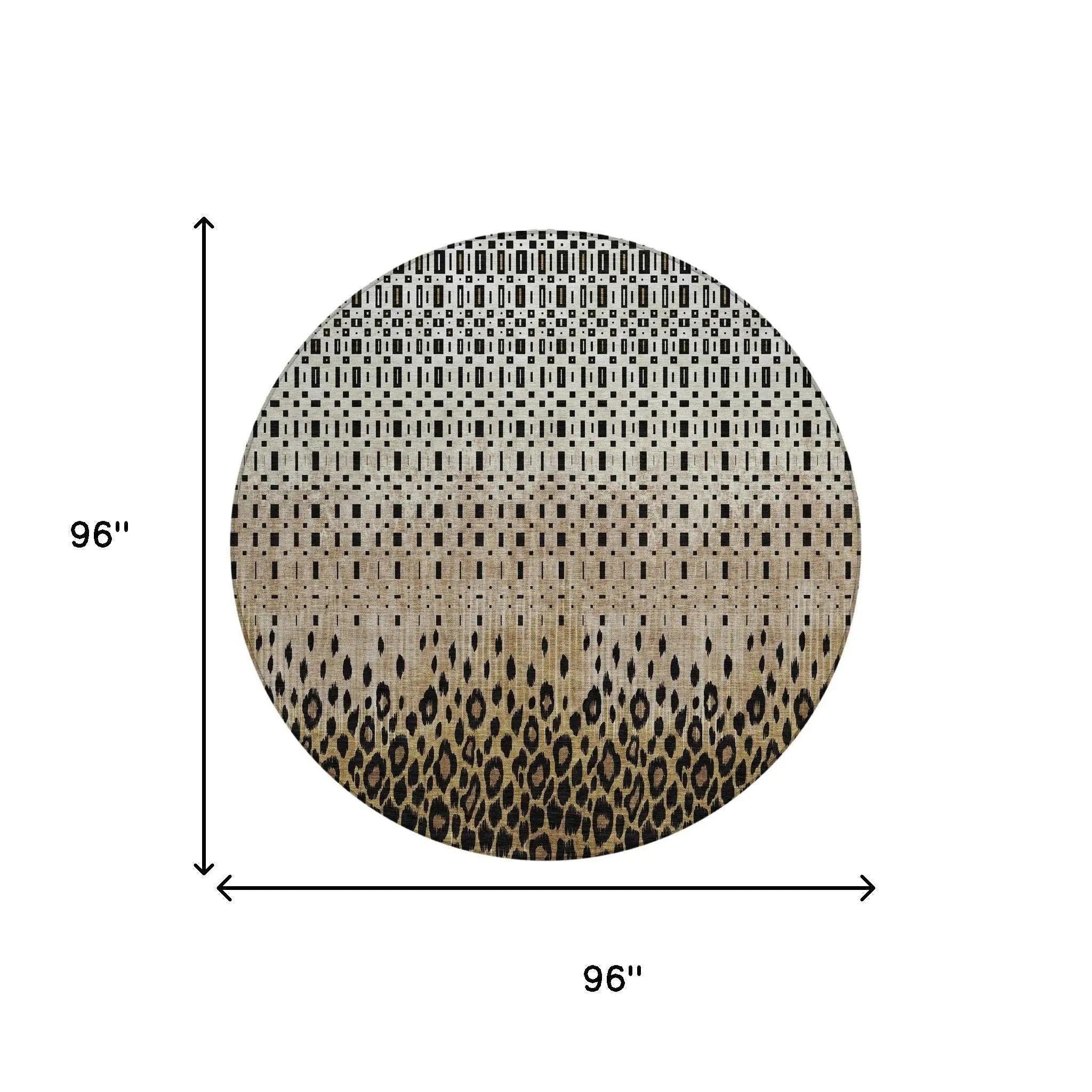 8' Brown And Graphite Round Geometric Washable Indoor Outdoor Area Rug Homeroots Outdoor