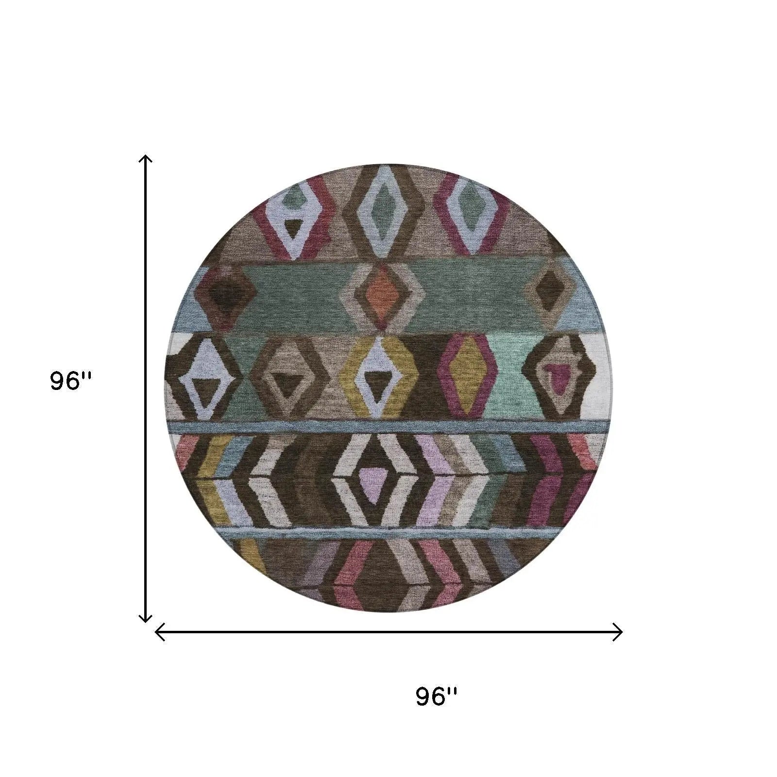 8' Brown And Graphite Round Tribal Washable Indoor Outdoor Area Rug Homeroots Outdoor