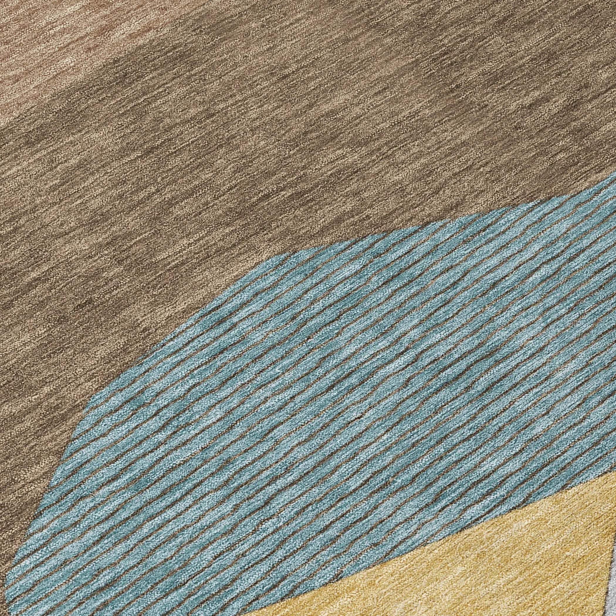 8' Brown And Gray Round Geometric Washable Indoor Outdoor Area Rug Homeroots Outdoor