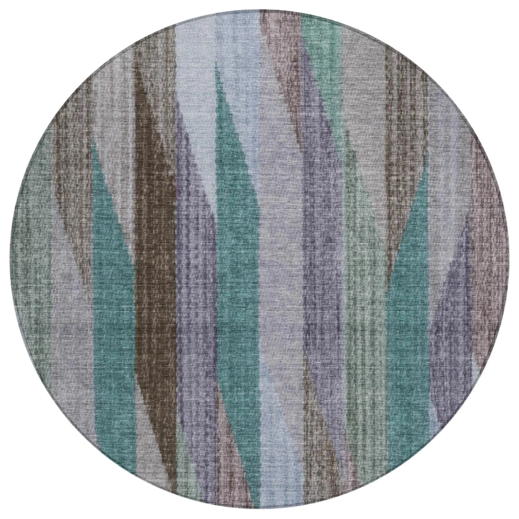 8' Brown And Gray Round Striped Washable Indoor Outdoor Area Rug Homeroots Outdoor