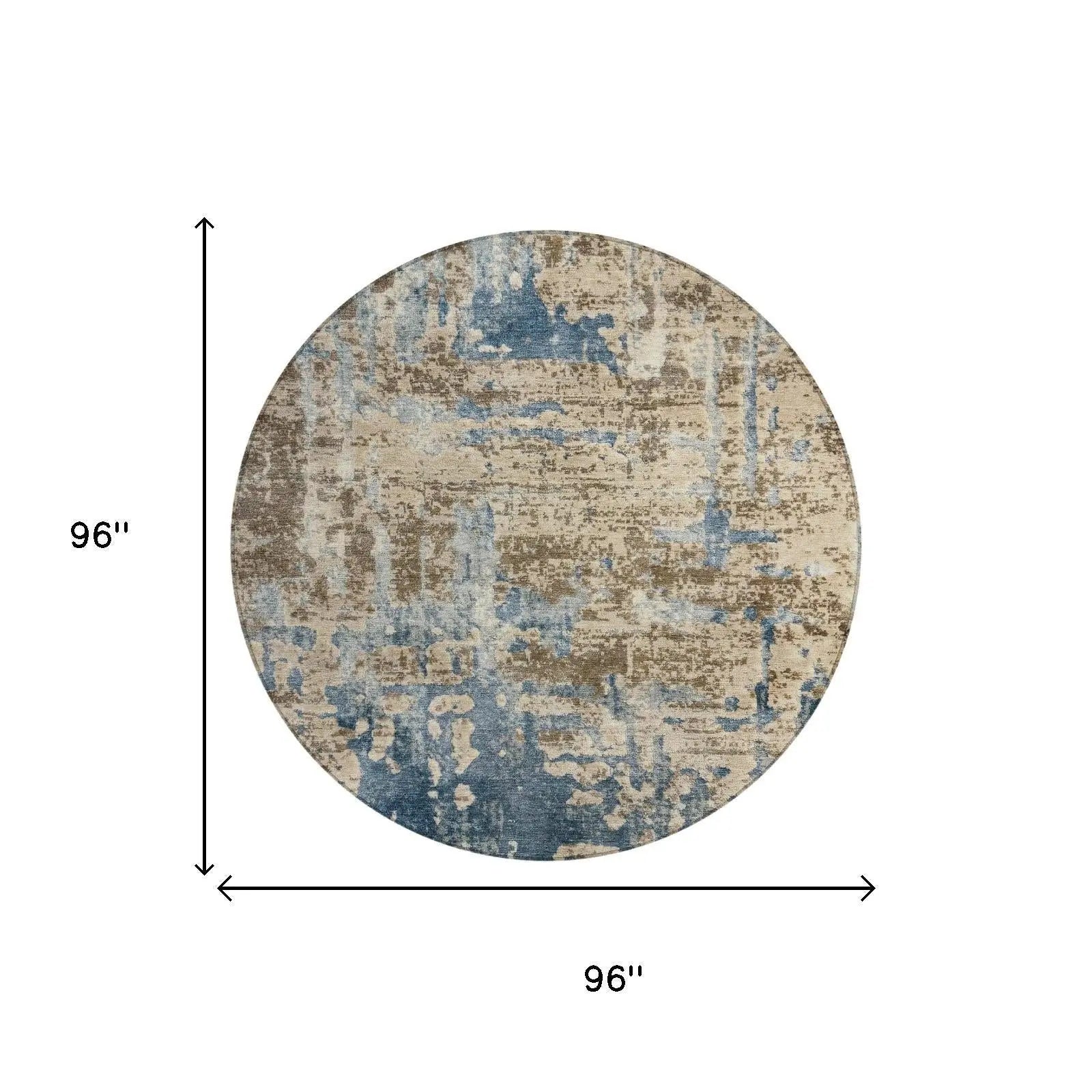 8' Brown And Khaki Round Abstract Washable Indoor Outdoor Area Rug Homeroots Outdoor