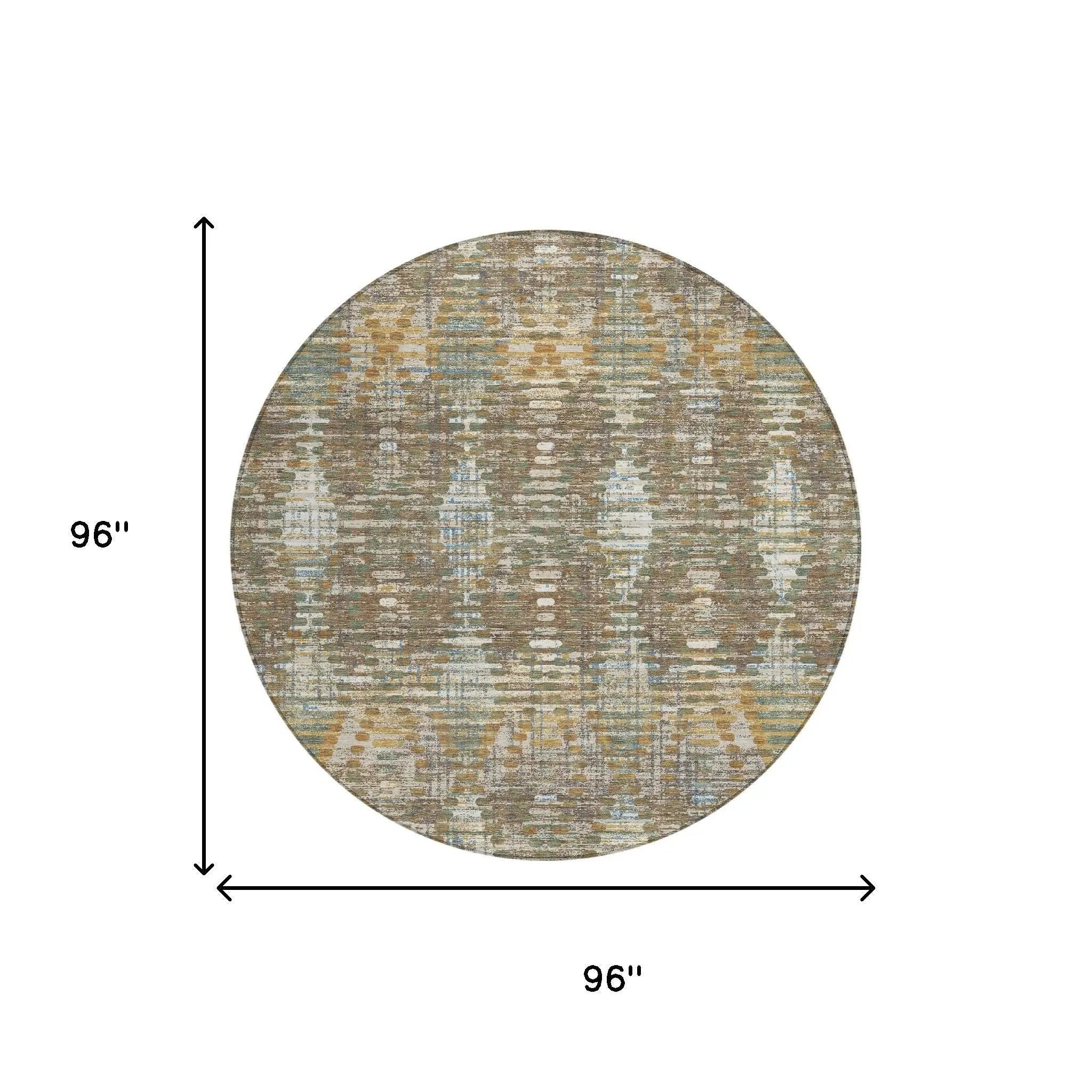 8' Brown And Khaki Round Floral Medallion Washable Indoor Outdoor Area Rug Homeroots Outdoor