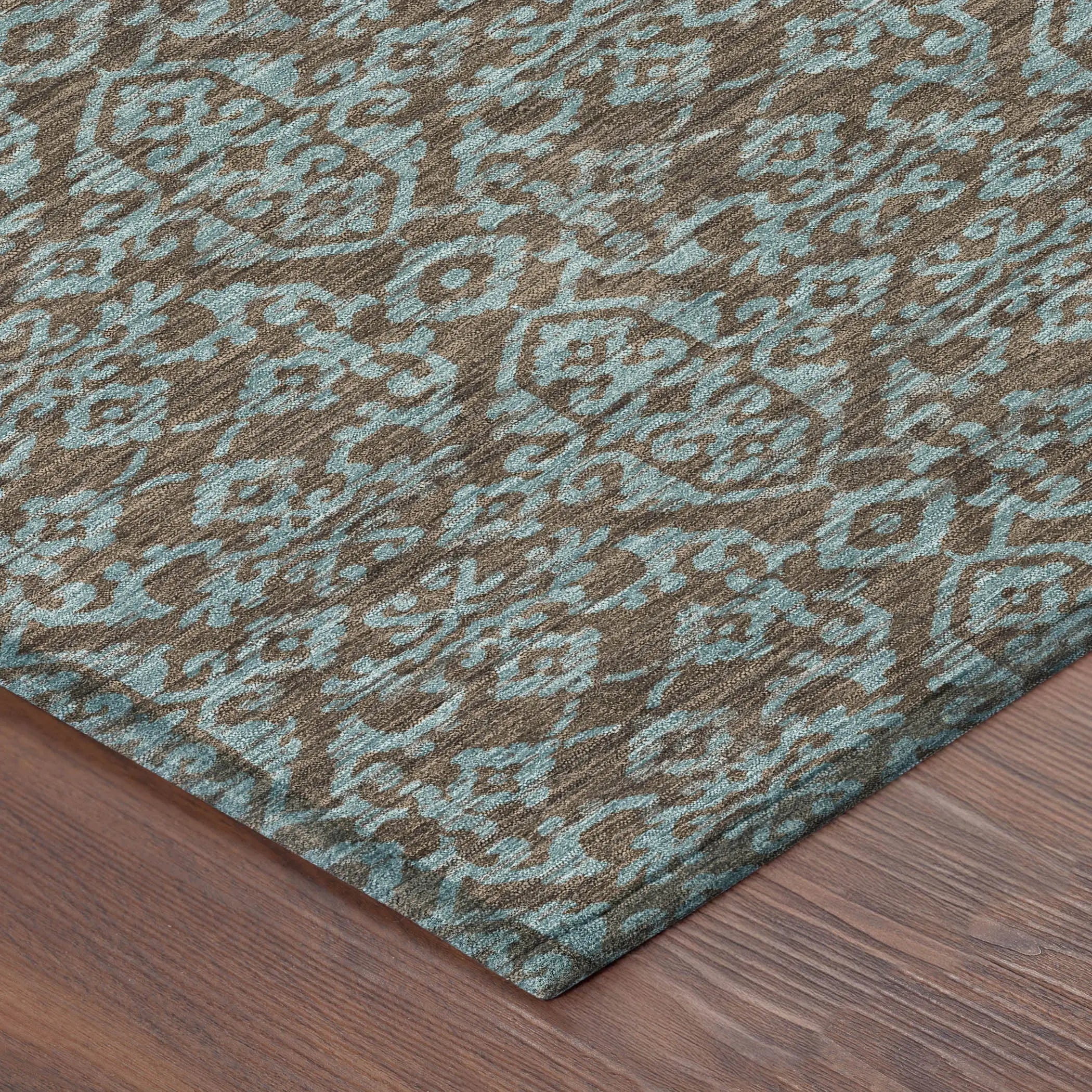 8' Brown And Linen Round Oriental Washable Indoor Outdoor Area Rug Homeroots Outdoor