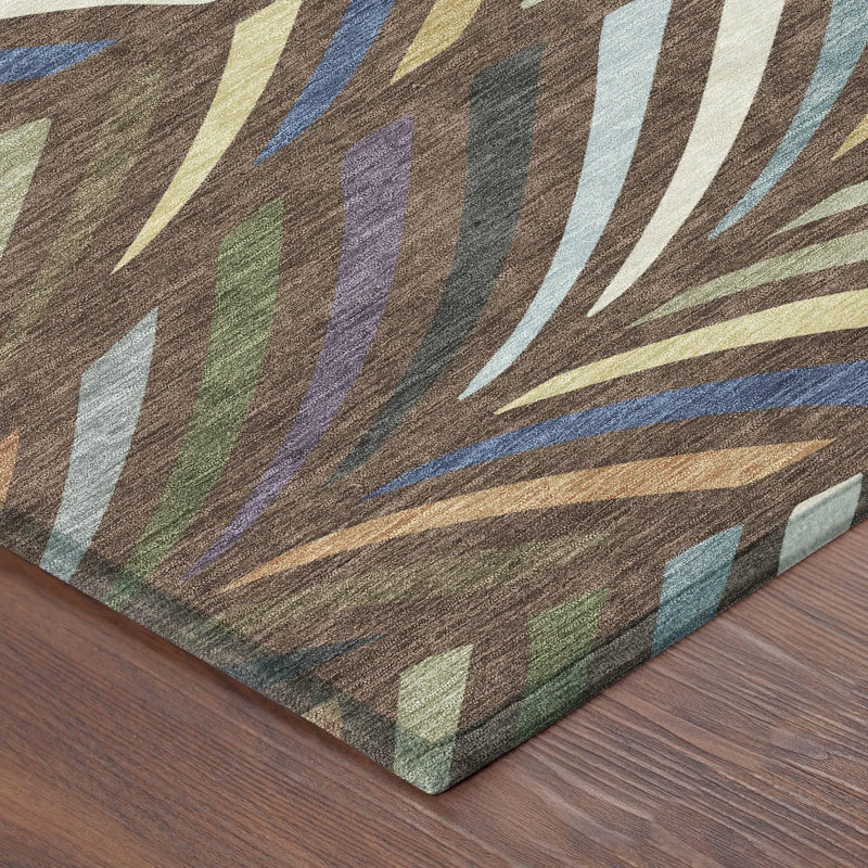8' Brown And Plum Round Abstract Washable Indoor Outdoor Area Rug Homeroots Outdoor