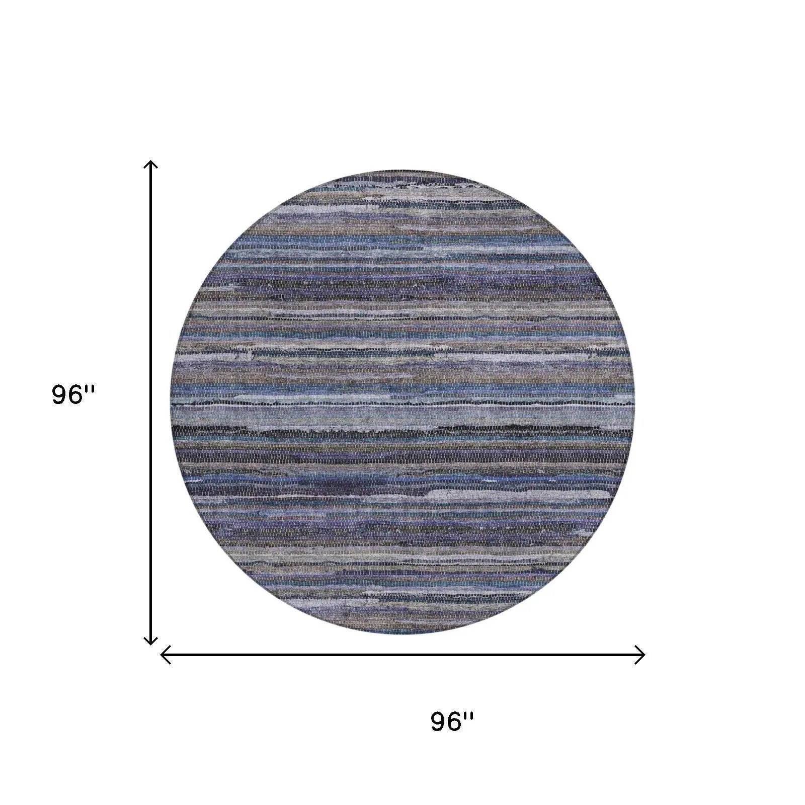 8' Brown And Plum Round Striped Washable Indoor Outdoor Area Rug Homeroots Outdoor