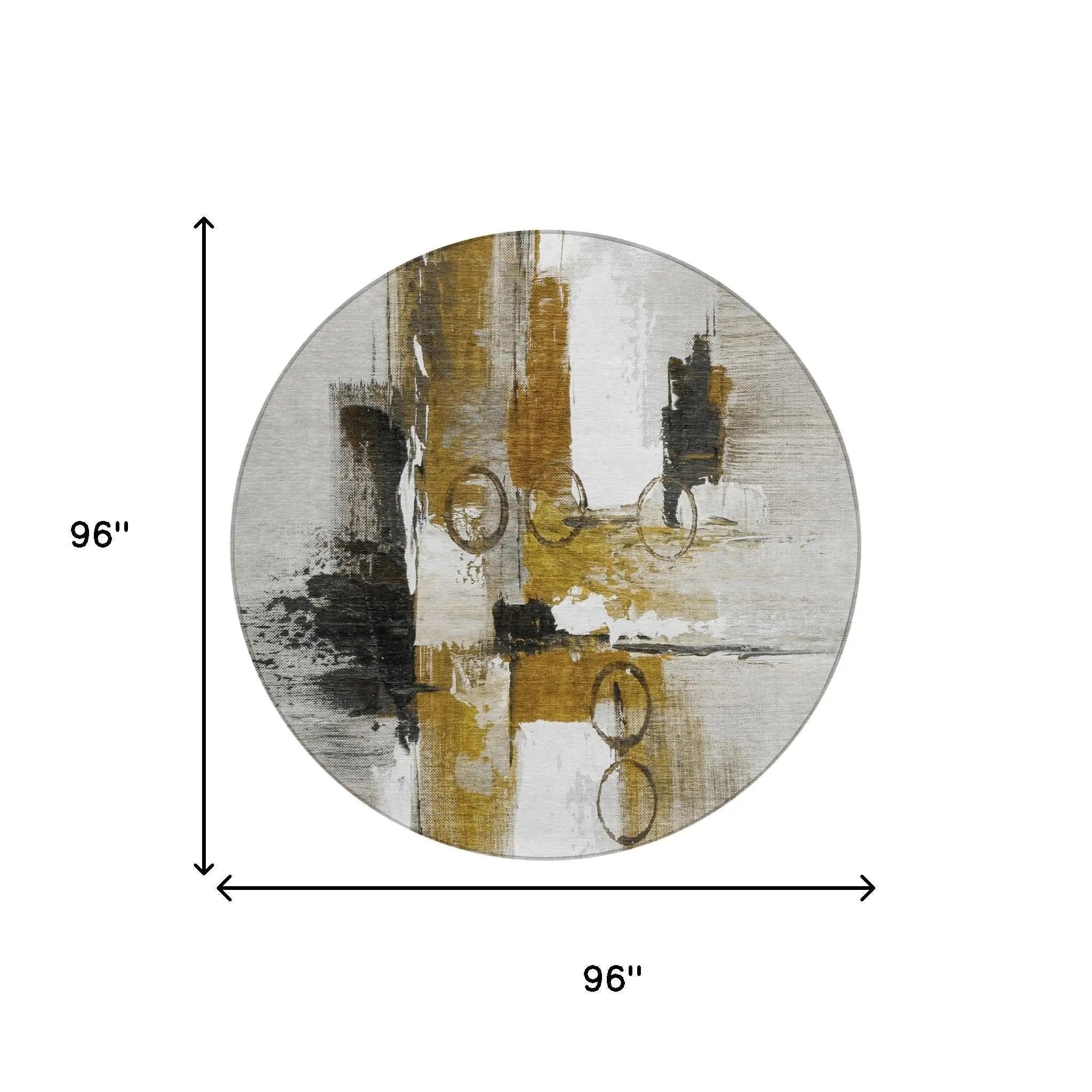 8' Brown And Silver Round Abstract Washable Indoor Outdoor Area Rug Homeroots Outdoor