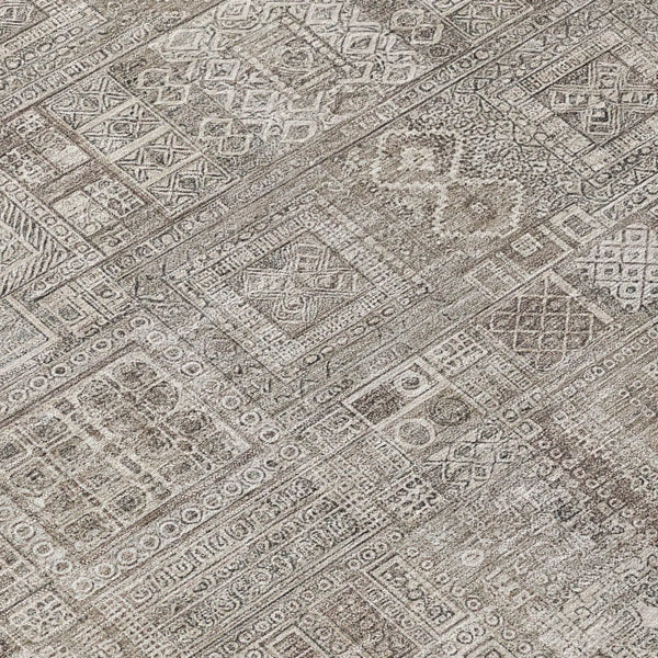 8' Brown And Silver Round Oriental Washable Indoor Outdoor Area Rug Homeroots Outdoor