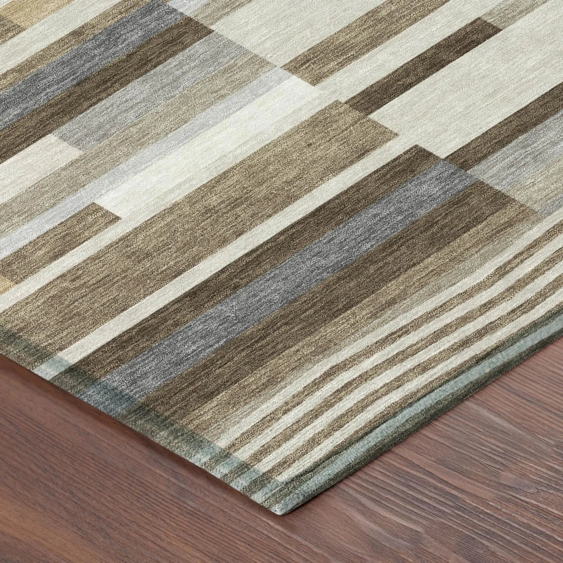 8' Brown And Silver Round Striped Washable Indoor Outdoor Area Rug Homeroots Outdoor