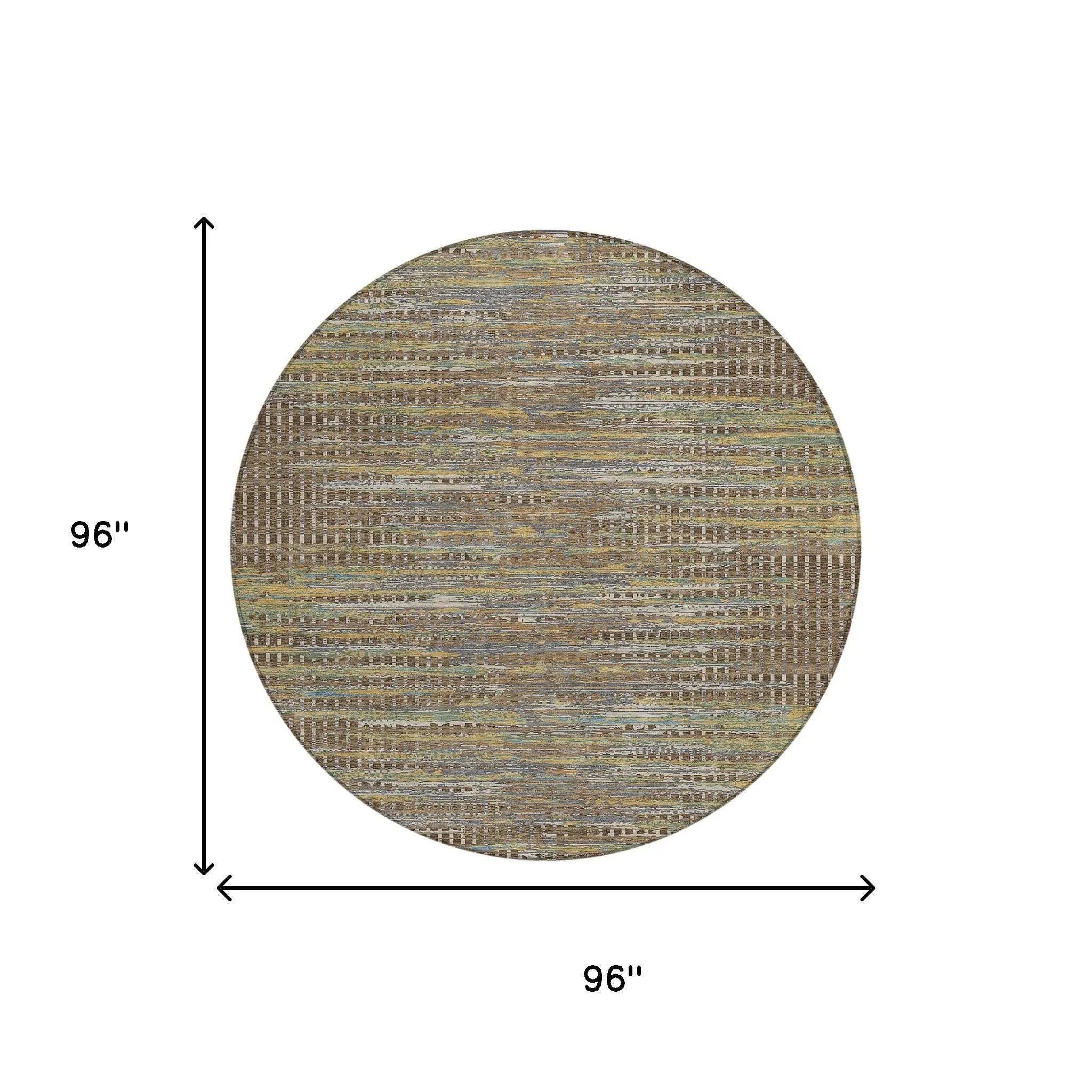 8' Brown And Taupe Round Abstract Washable Indoor Outdoor Area Rug Homeroots Outdoor