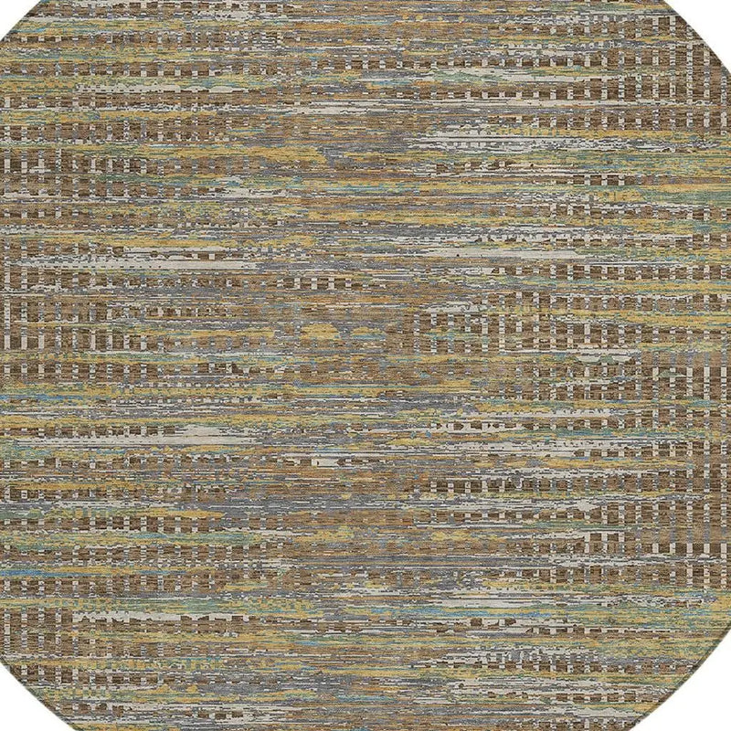 8' Brown And Taupe Round Abstract Washable Indoor Outdoor Area Rug Homeroots Outdoor