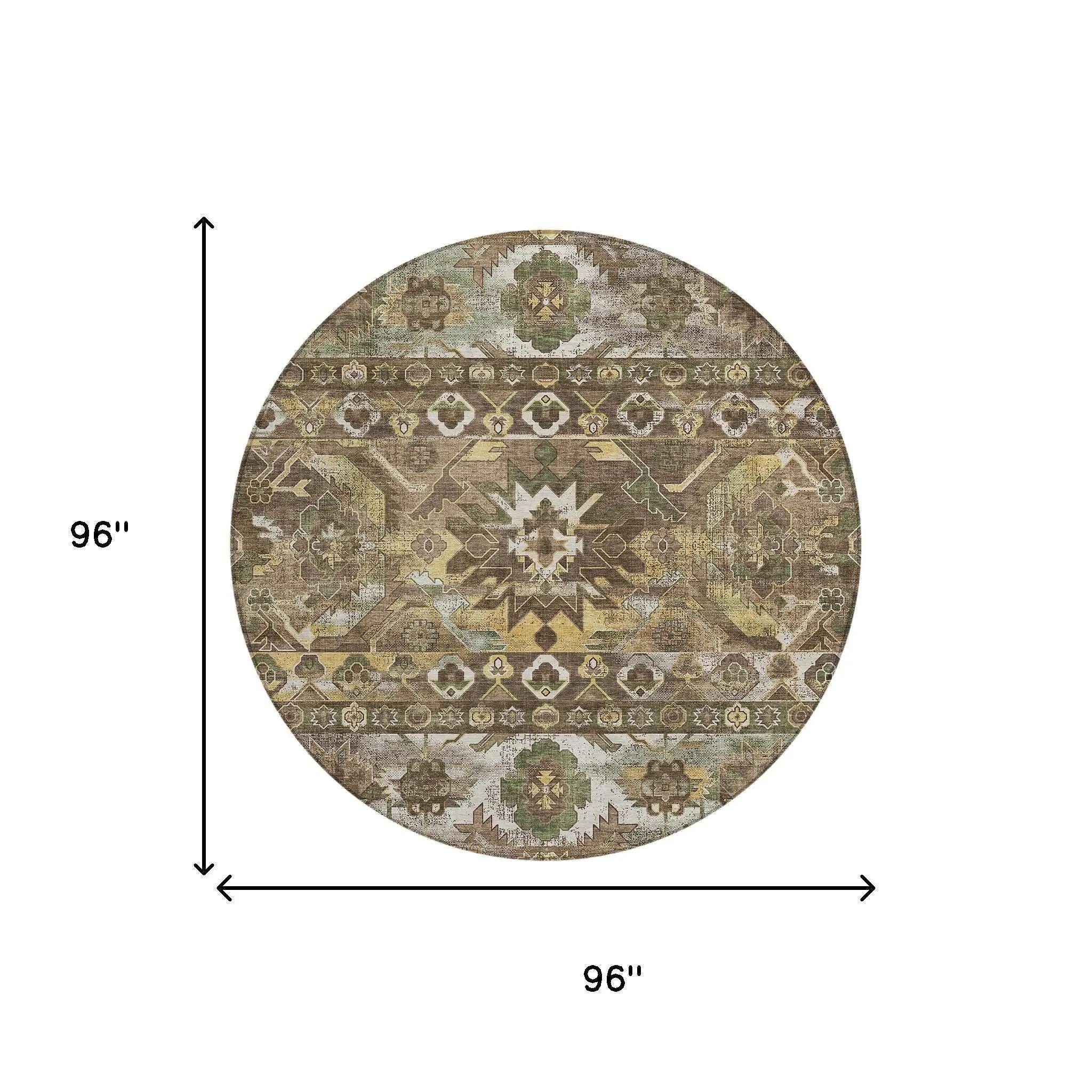 8' Brown And Taupe Round Cactus Washable Indoor Outdoor Area Rug Homeroots Outdoor