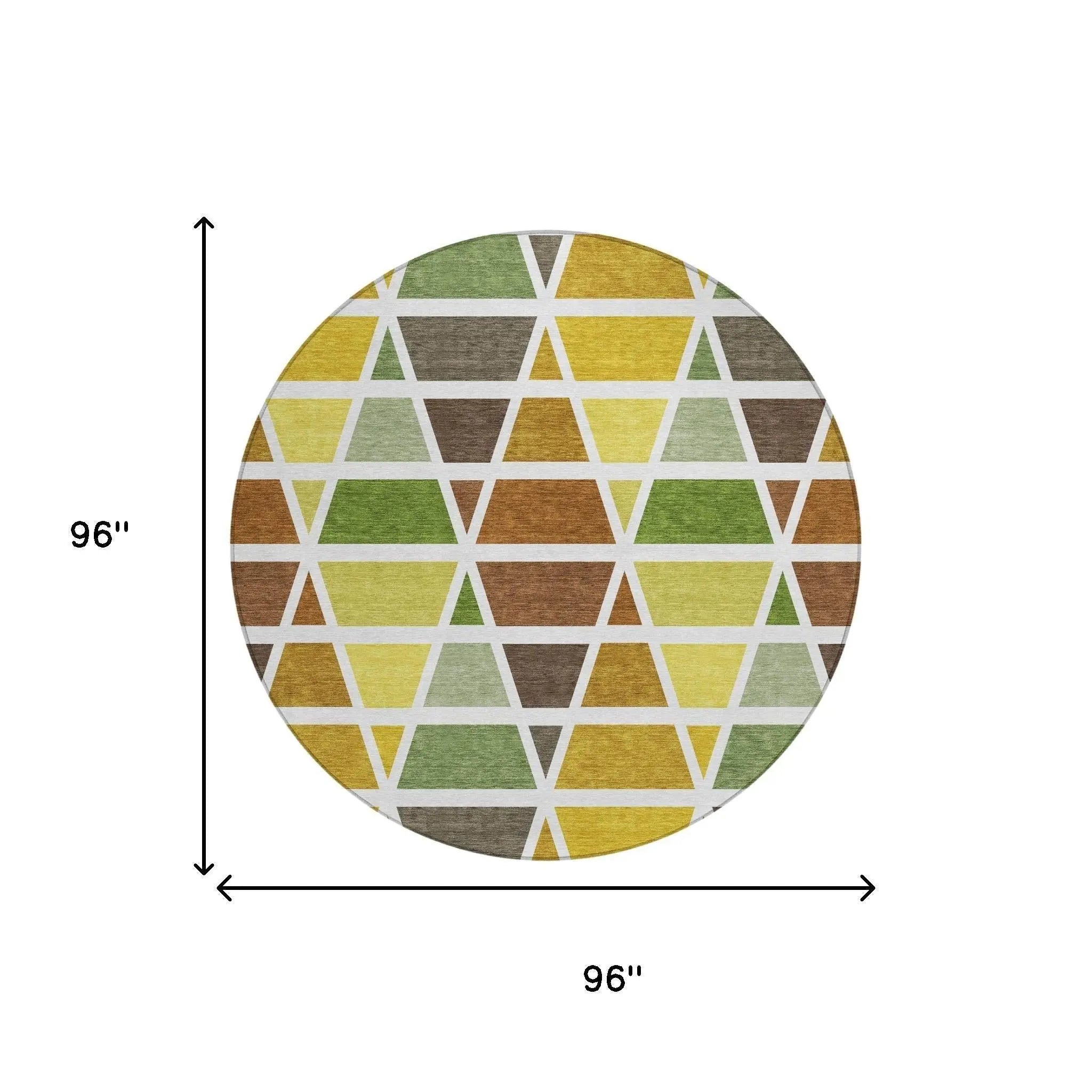 8' Brown And White Round Geometric Washable Indoor Outdoor Area Rug Homeroots Outdoor