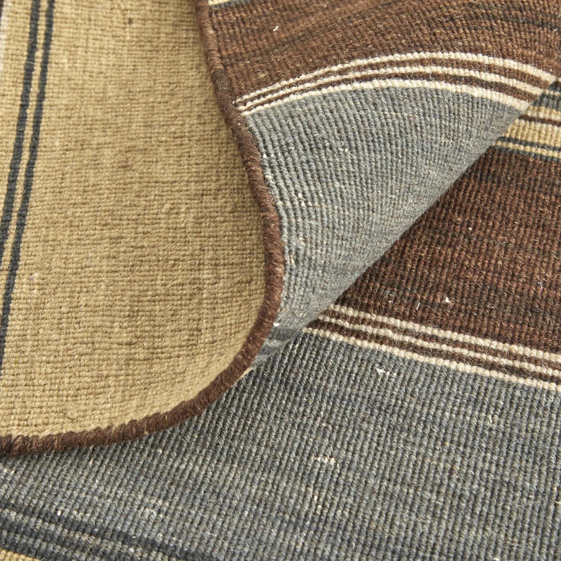 8' Brown Gray And Yellow Wool Striped Hand Knotted Area Rug Homeroots Home Decor