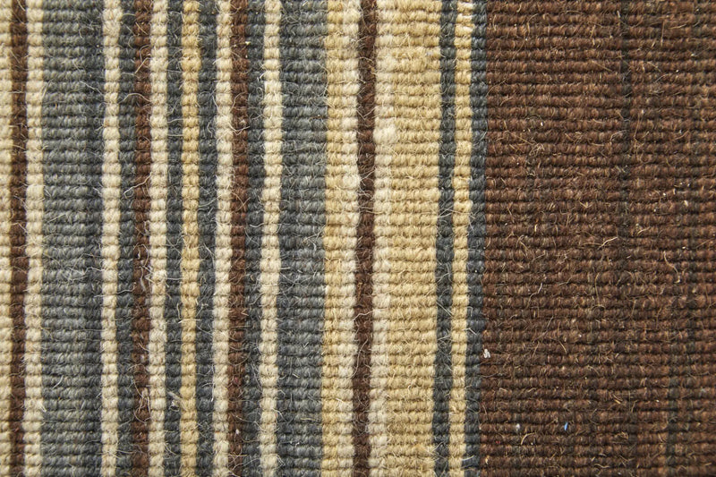 8' Brown Gray And Yellow Wool Striped Hand Knotted Area Rug Homeroots Home Decor