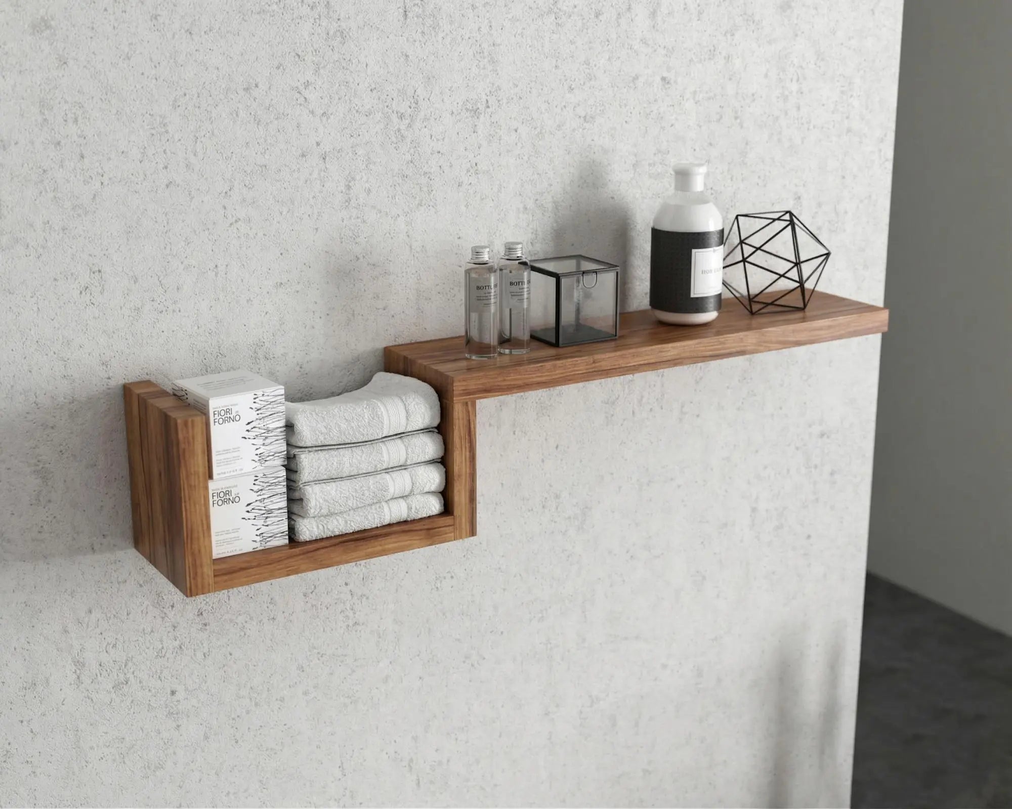 8" Brown Wood Wall Mounted Bathroom Shelves Homeroots