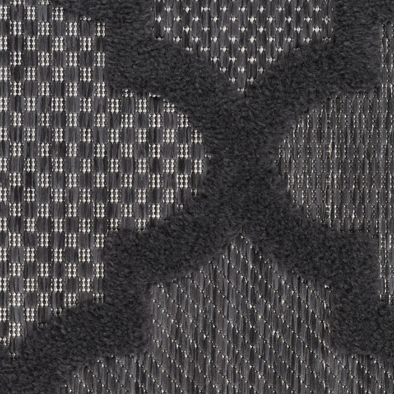 8' Charcoal And Black Round Trellis Indoor Outdoor Area Rug Homeroots Outdoor