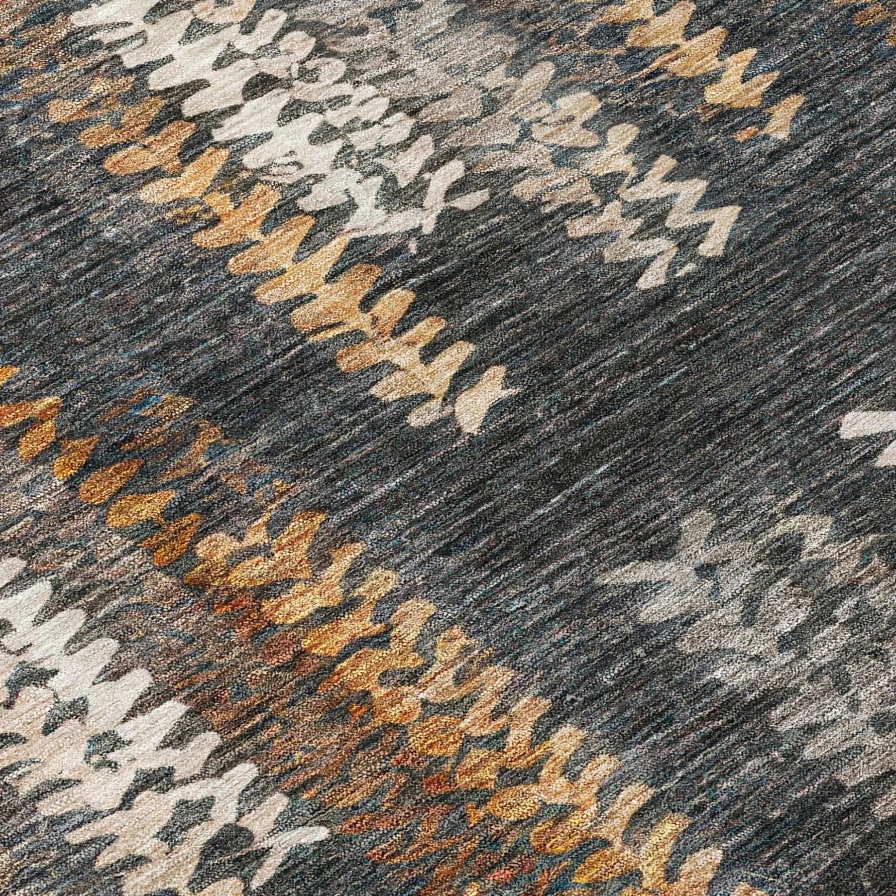 8' Charcoal And Gray Round Striped Washable Indoor Outdoor Area Rug Homeroots Outdoor
