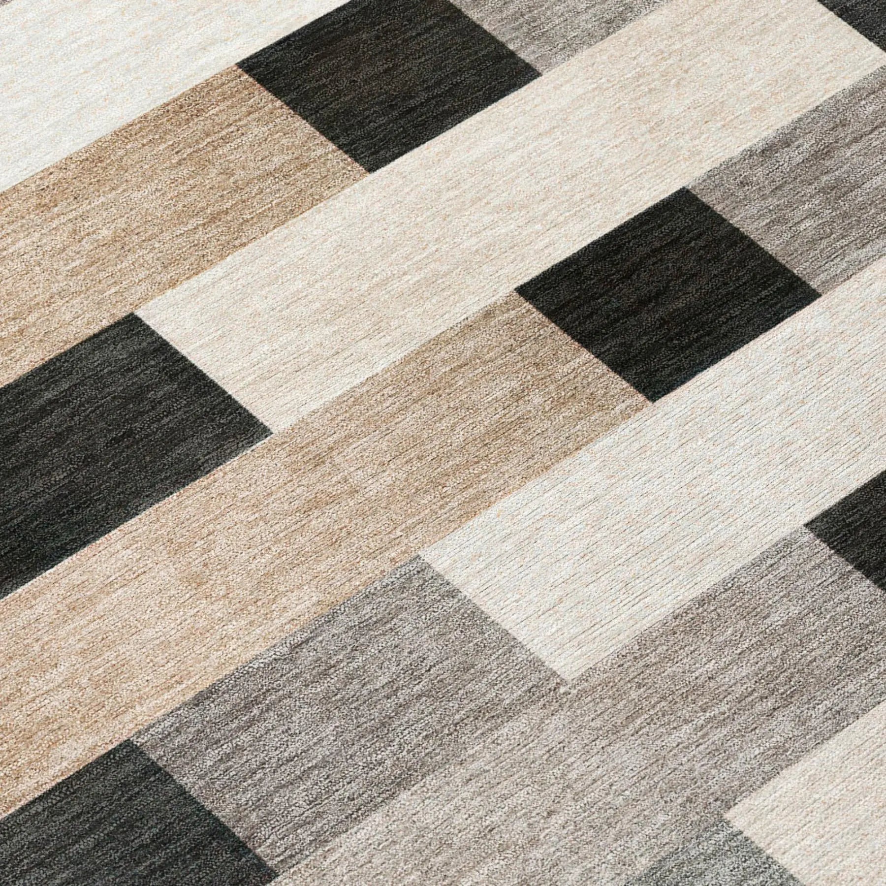 8' Charcoal And Gray Round Striped Washable Indoor Outdoor Area Rug Homeroots Outdoor