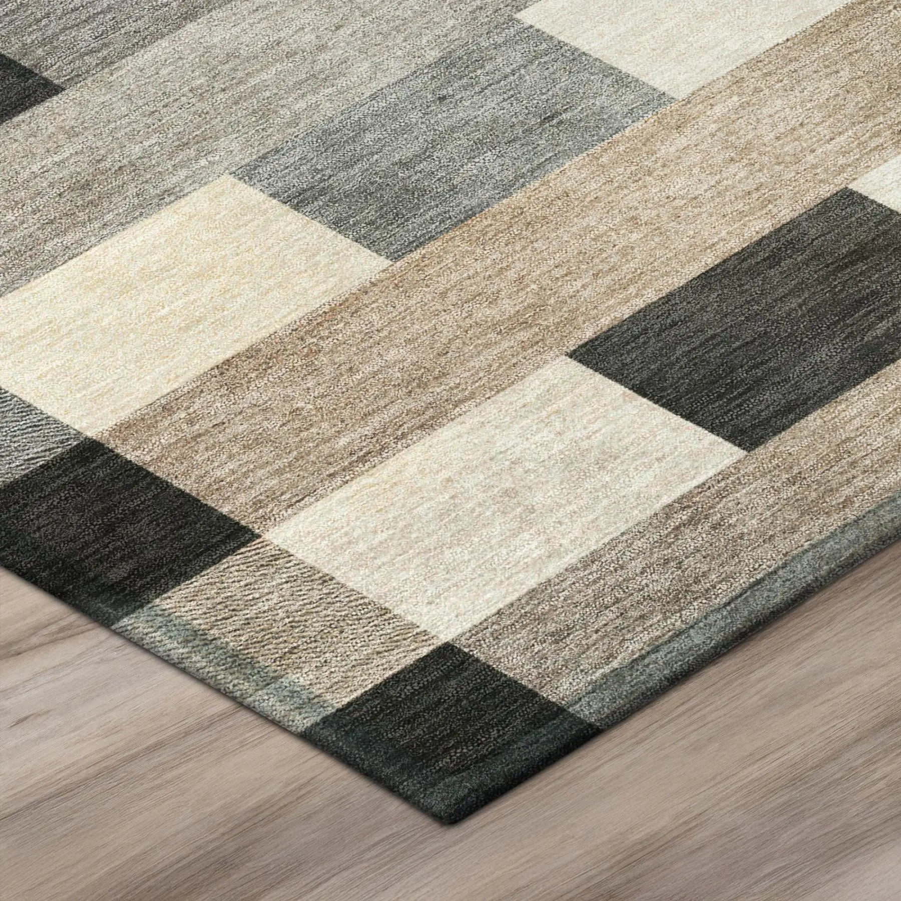 8' Charcoal And Gray Round Striped Washable Indoor Outdoor Area Rug Homeroots Outdoor