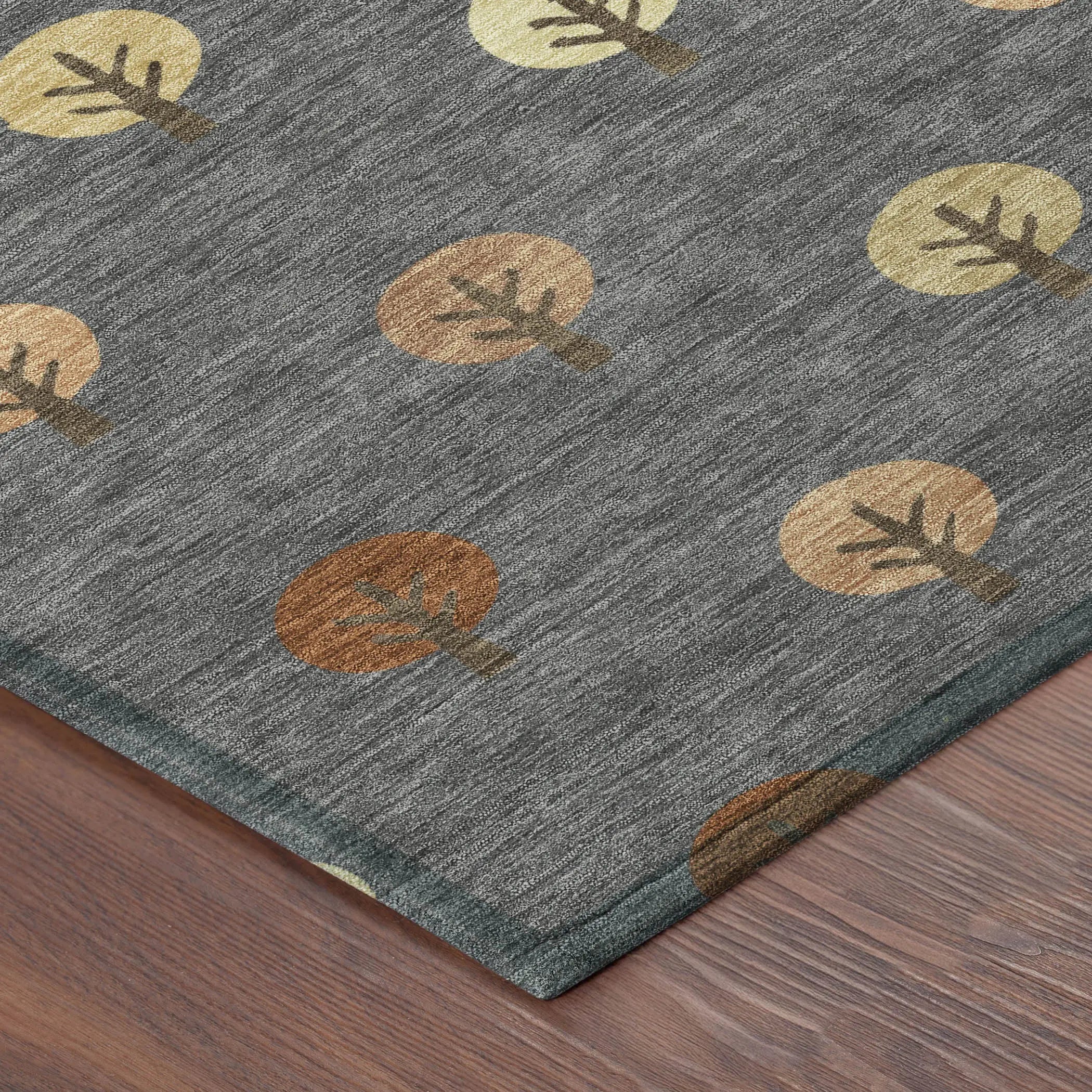 8' Charcoal And Orange Round Geometric Washable Indoor Outdoor Area Rug Homeroots Outdoor