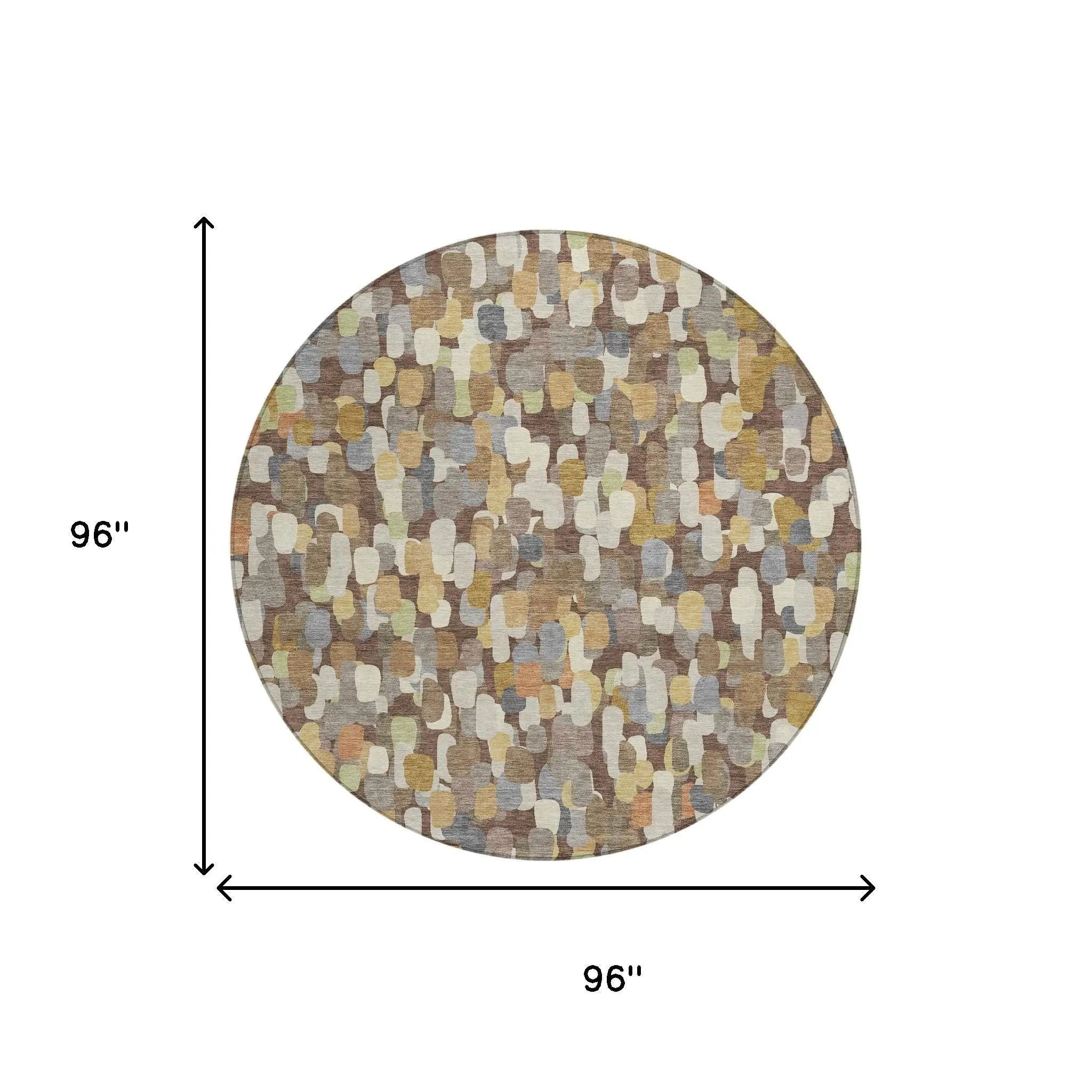 8' Chocolate And Beige Round Abstract Washable Indoor Outdoor Area Rug Homeroots Outdoor