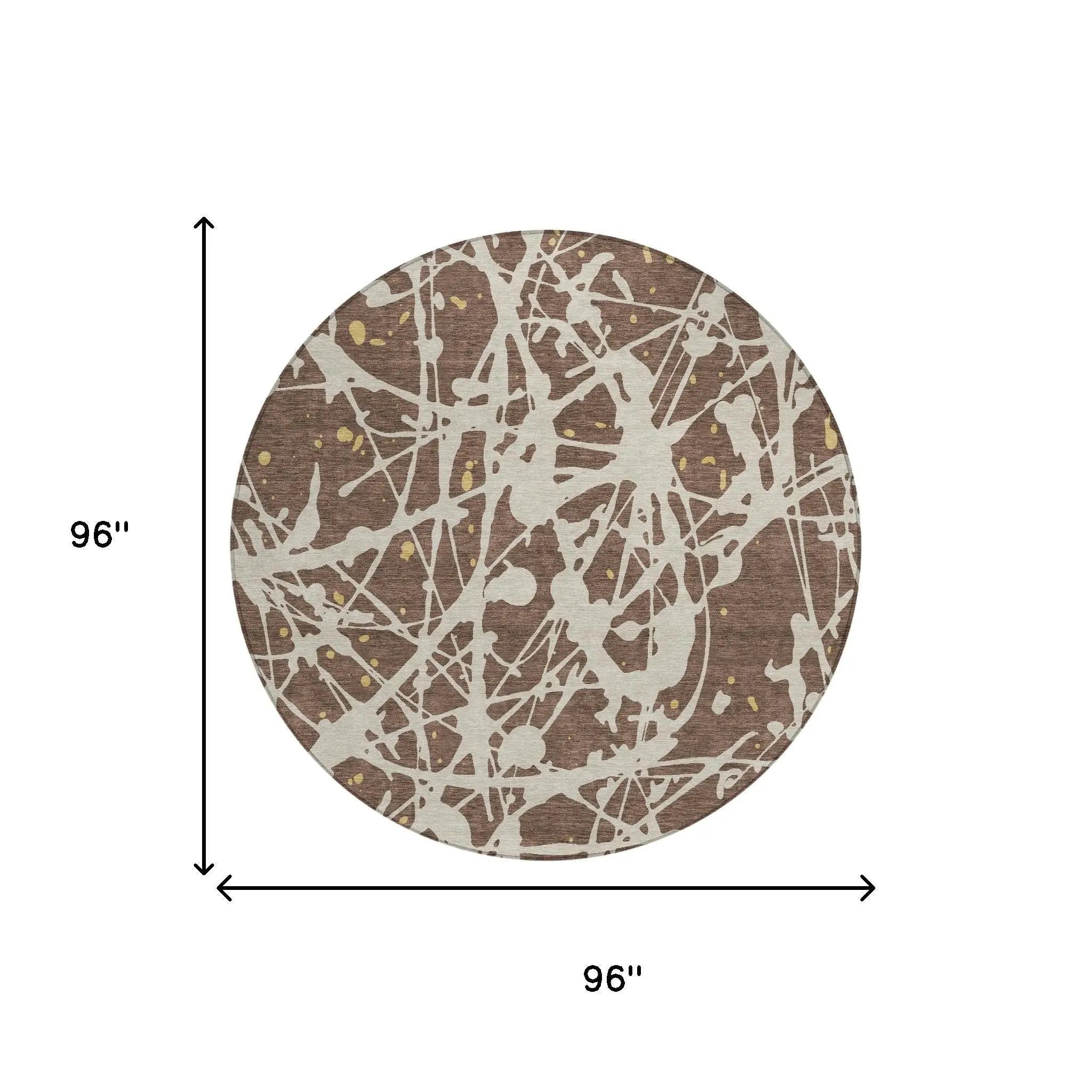8' Chocolate And Beige Round Abstract Washable Indoor Outdoor Area Rug Homeroots Outdoor