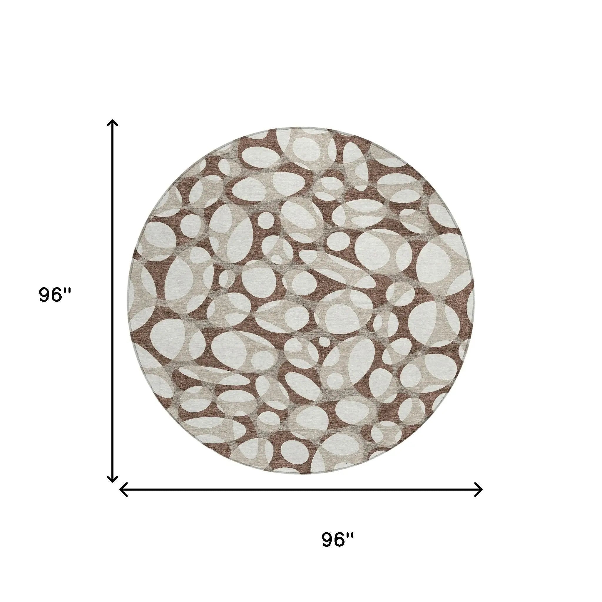 8' Chocolate And Beige Round Abstract Washable Indoor Outdoor Area Rug Homeroots Outdoor