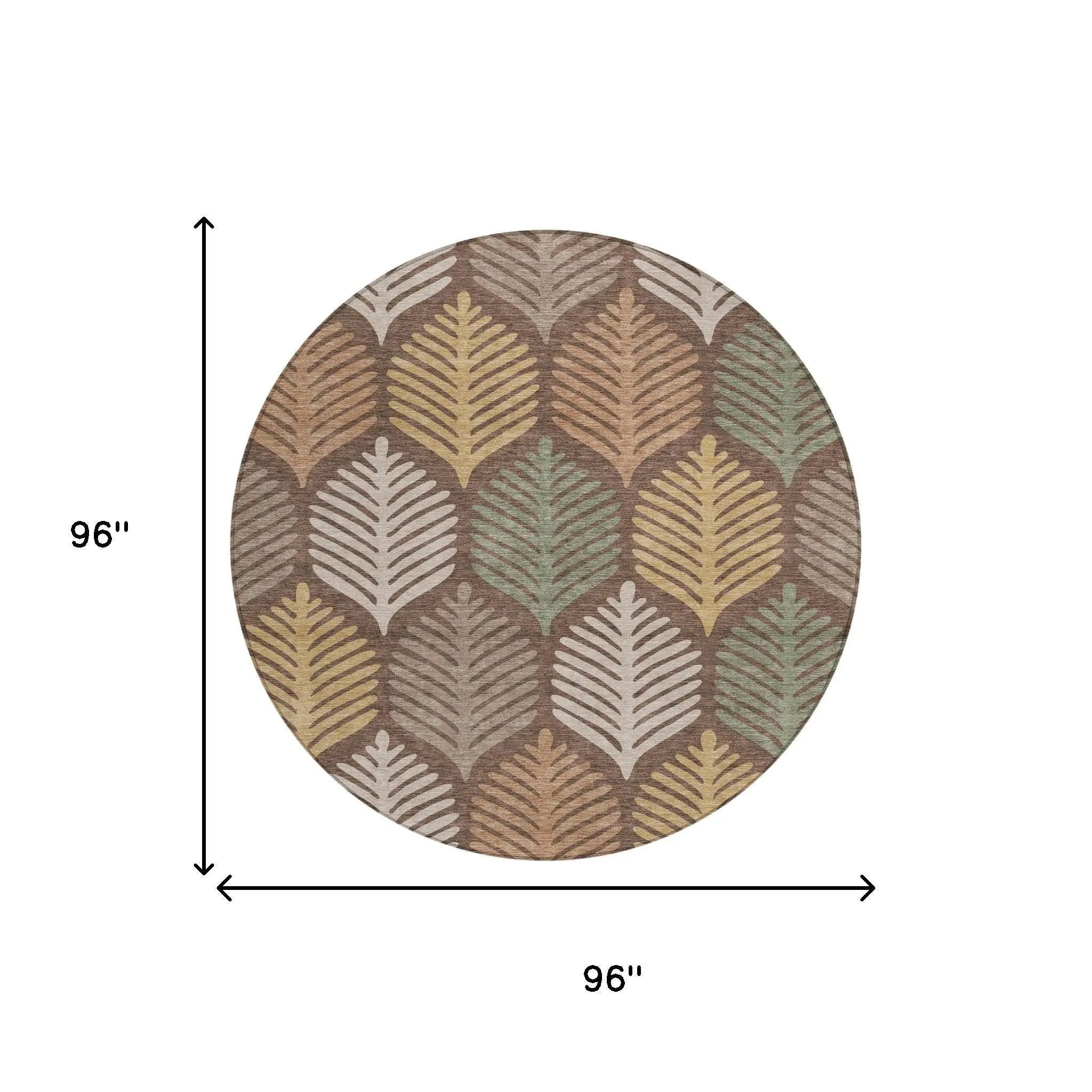 8' Chocolate And Beige Round Floral Washable Indoor Outdoor Area Rug Homeroots Outdoor