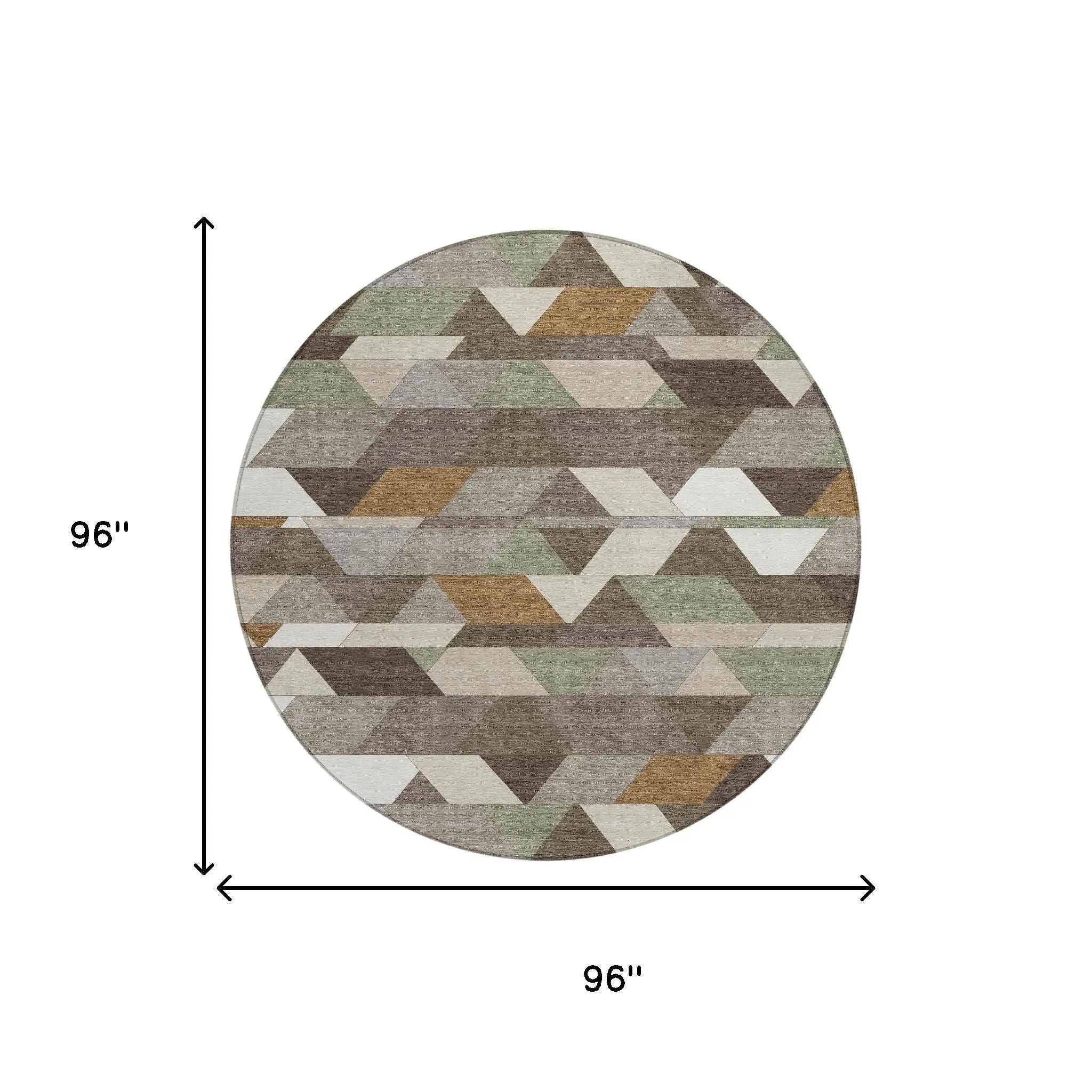8' Chocolate And Beige Round Geometric Washable Indoor Outdoor Area Rug Homeroots Outdoor