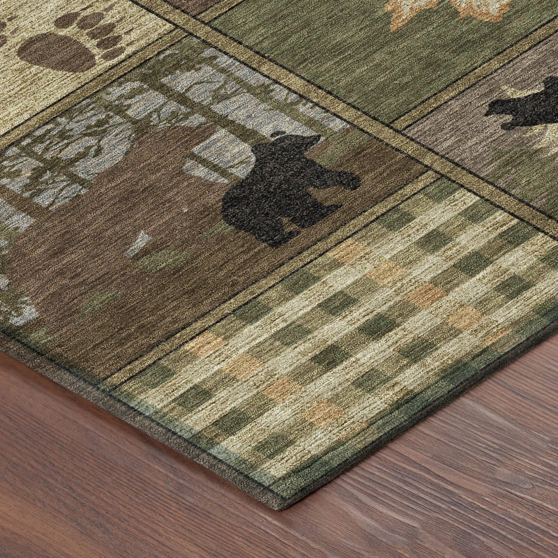 8' Chocolate And Black Round Bear Washable Indoor Outdoor Area Rug Homeroots Outdoor